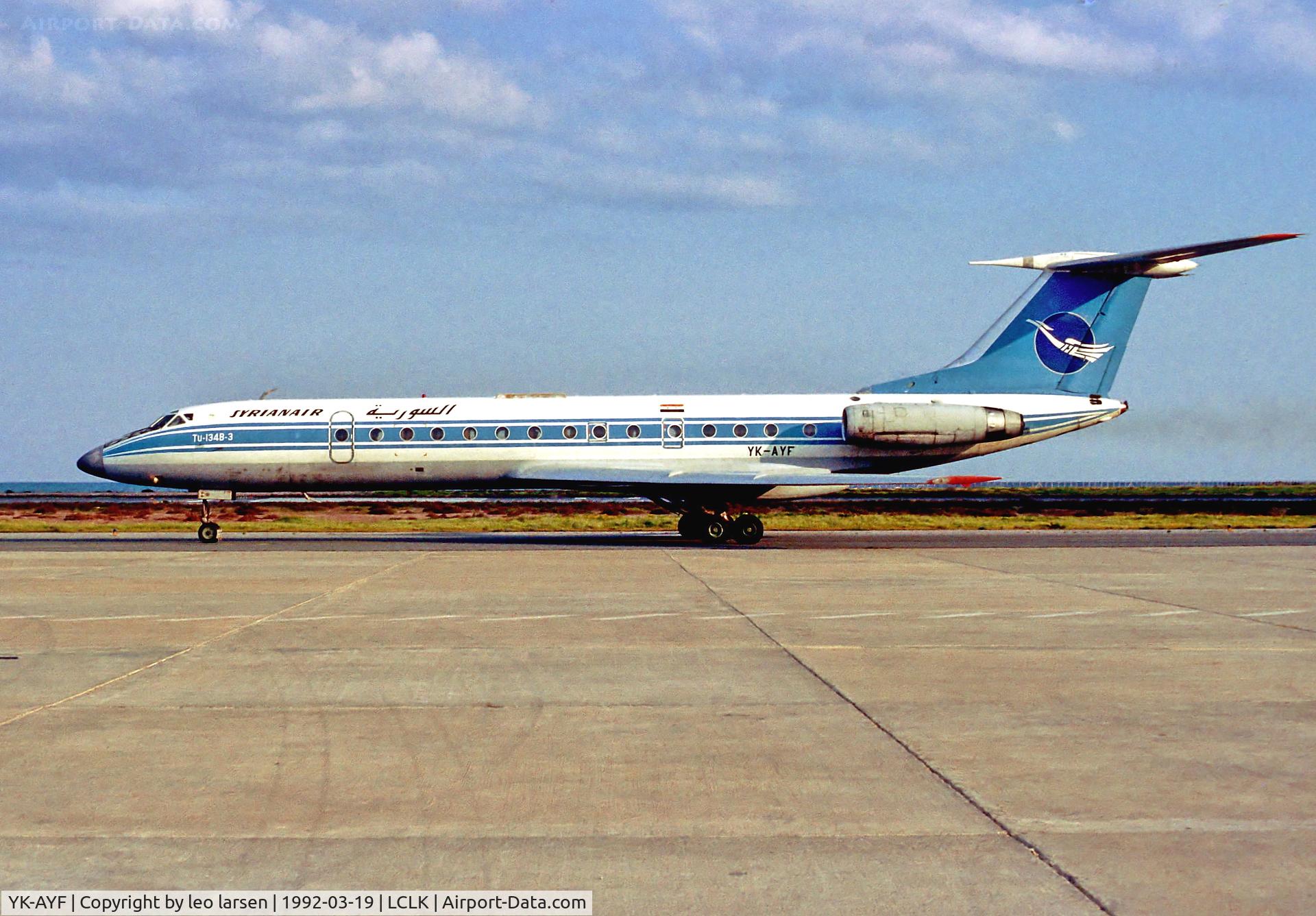 YK-AYF, 1984 Tupolev Tu-134B-3 C/N 66190, Larnaca Cuprus 19.3.92
