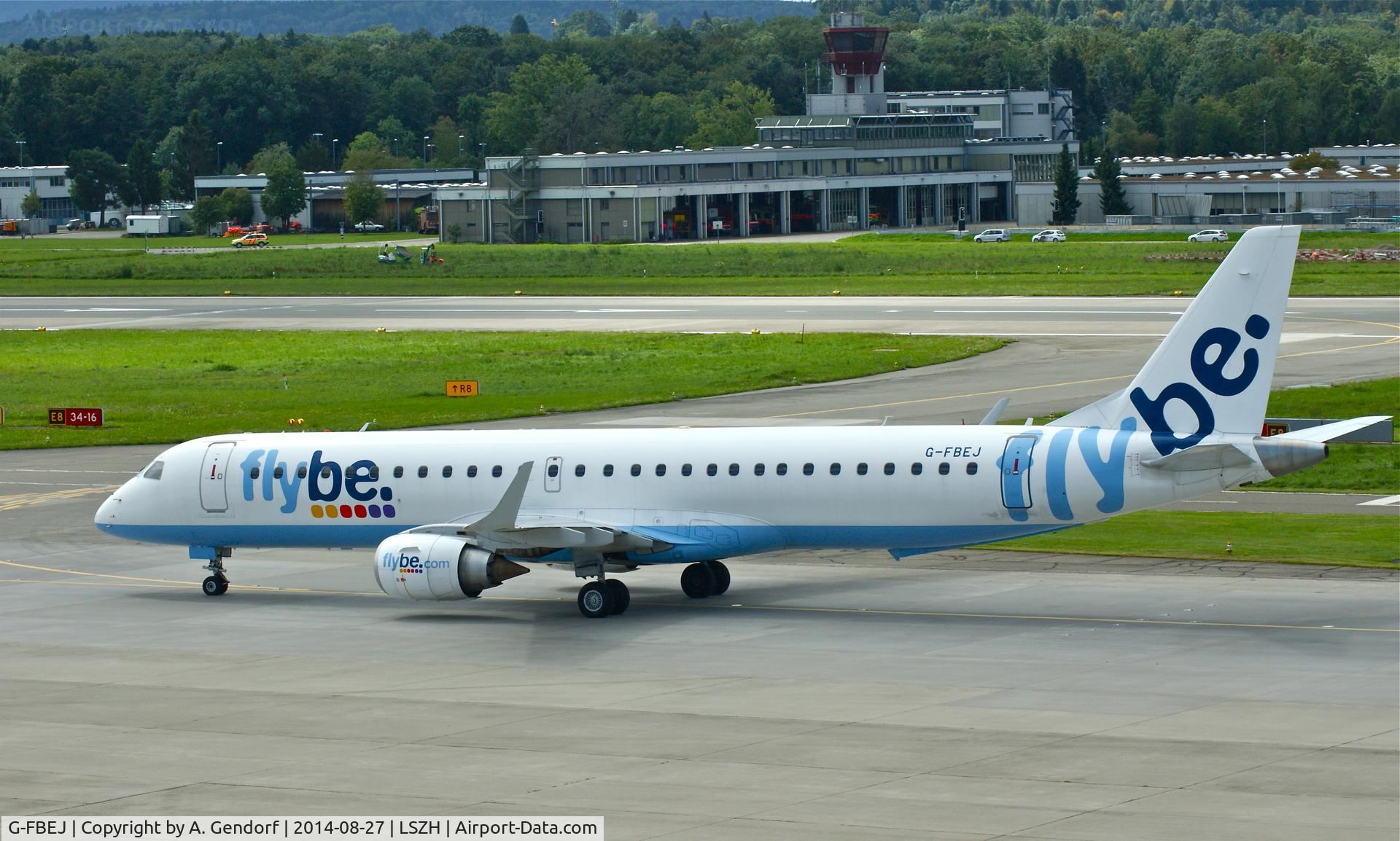 G-FBEJ, 2007 Embraer 195LR (ERJ-190-200LR) C/N 19000155, Helvetic (Flybe cs.), since 2014-07-01 is this jet leased from Flybe, seen here at it's new homebase Zürich-Kloten(LSZH)