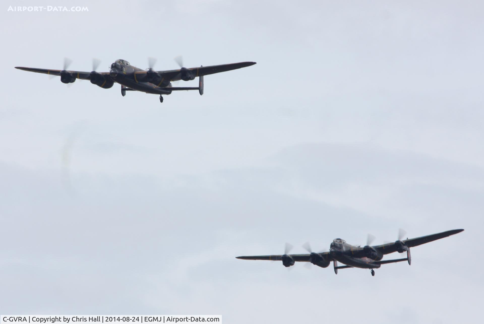 C-GVRA, 1945 Victory Aircraft Avro 683 Lancaster BX C/N FM 213 (3414), in formation with PA474 at the Little Gransden Airshow 2014