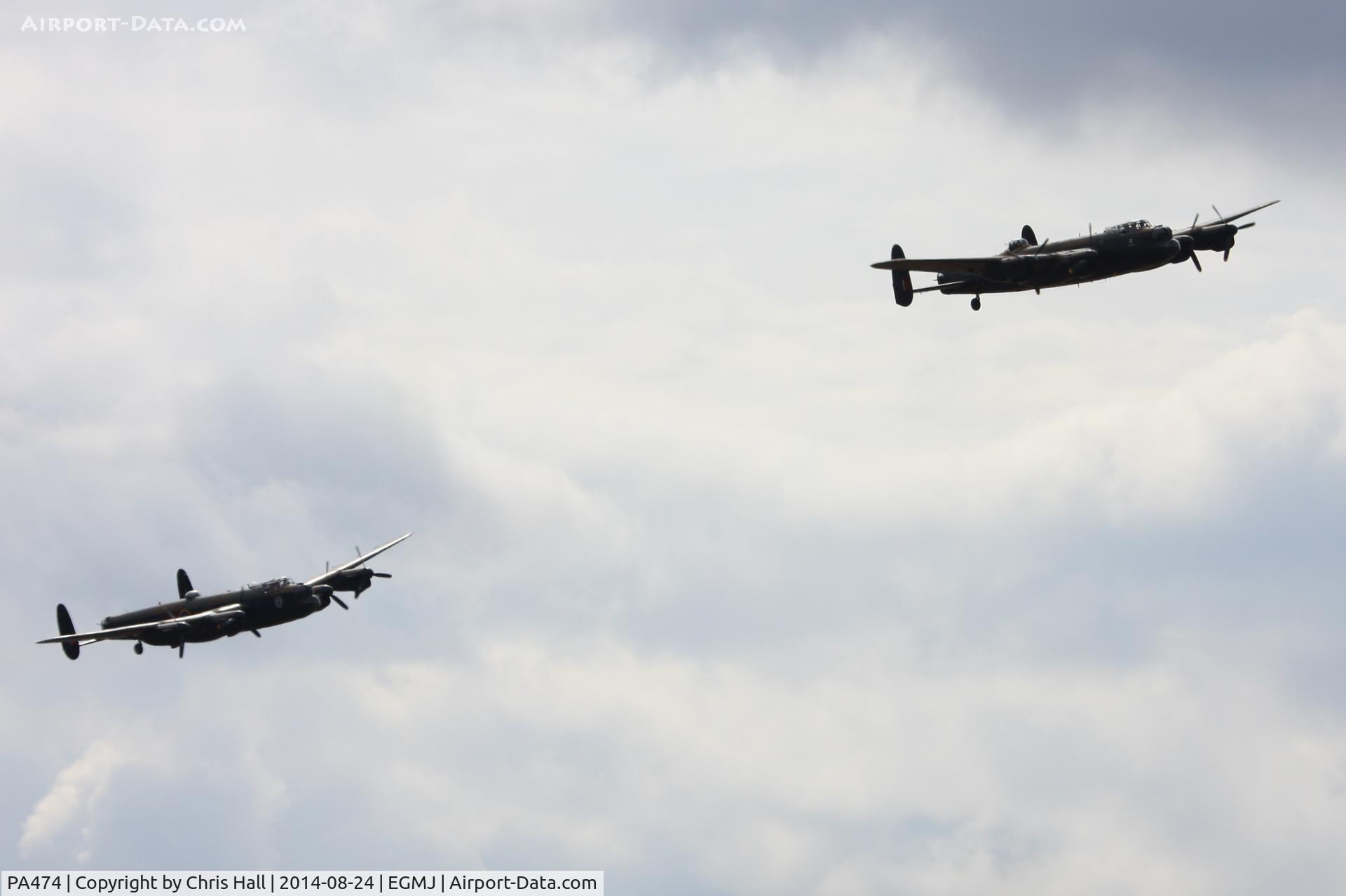 PA474, 1945 Avro 683 Lancaster B1 C/N VACH0052/D2973, in formation with C-GVRA at the Little Gransden Airshow 2014
