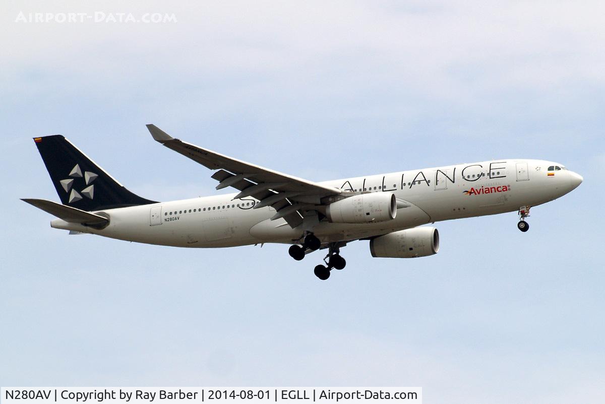 N280AV, 2013 Airbus A330-243 C/N 1400, Airbus A330-243 [1400] (Avianca) Home~G 01/08/2014. On approach 27L.