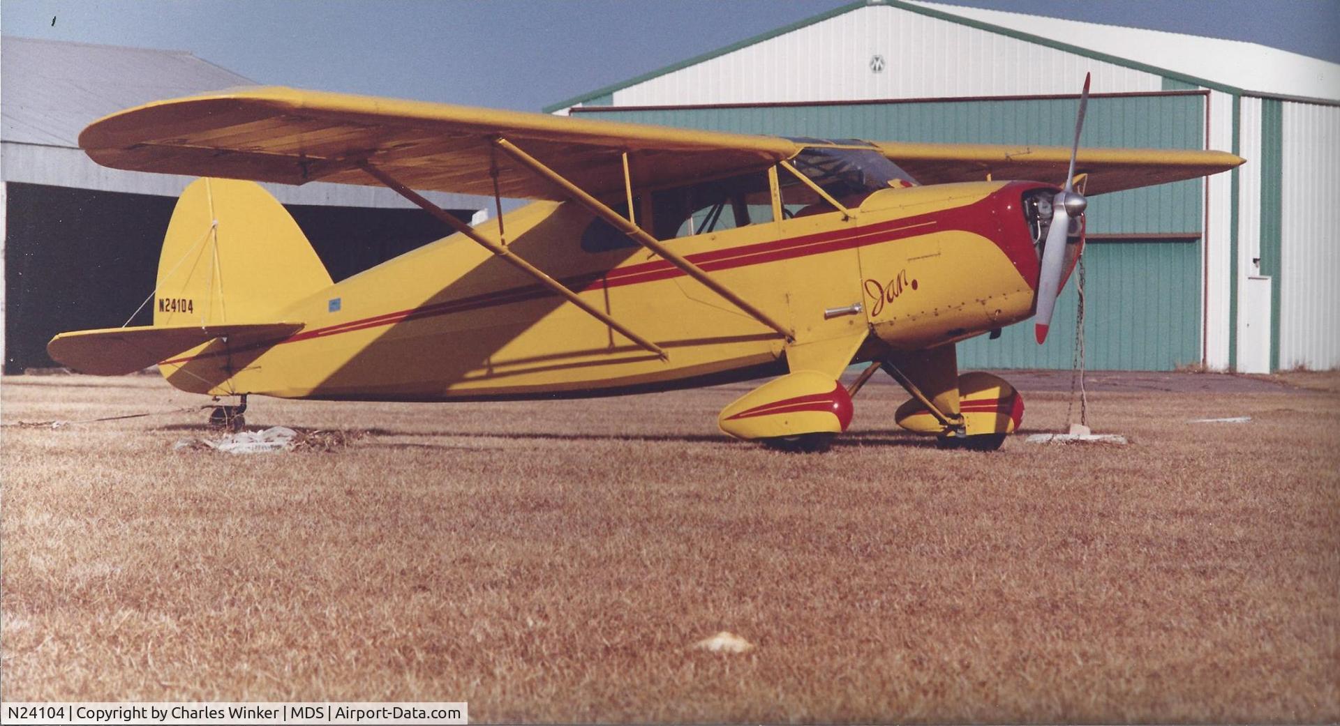 N24104, 1940 Funk C C/N 30, 1940 Funk with a handmade cowling by original Funk brothers for one of the first Lycoming engine installs. Registered as a 
