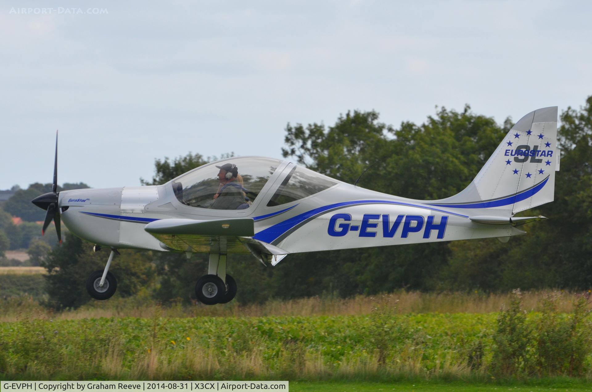 G-EVPH, 2009 Aerotechnik EV-97 Eurostar SL C/N LAA 315B-14951, About to land at Northrepps.