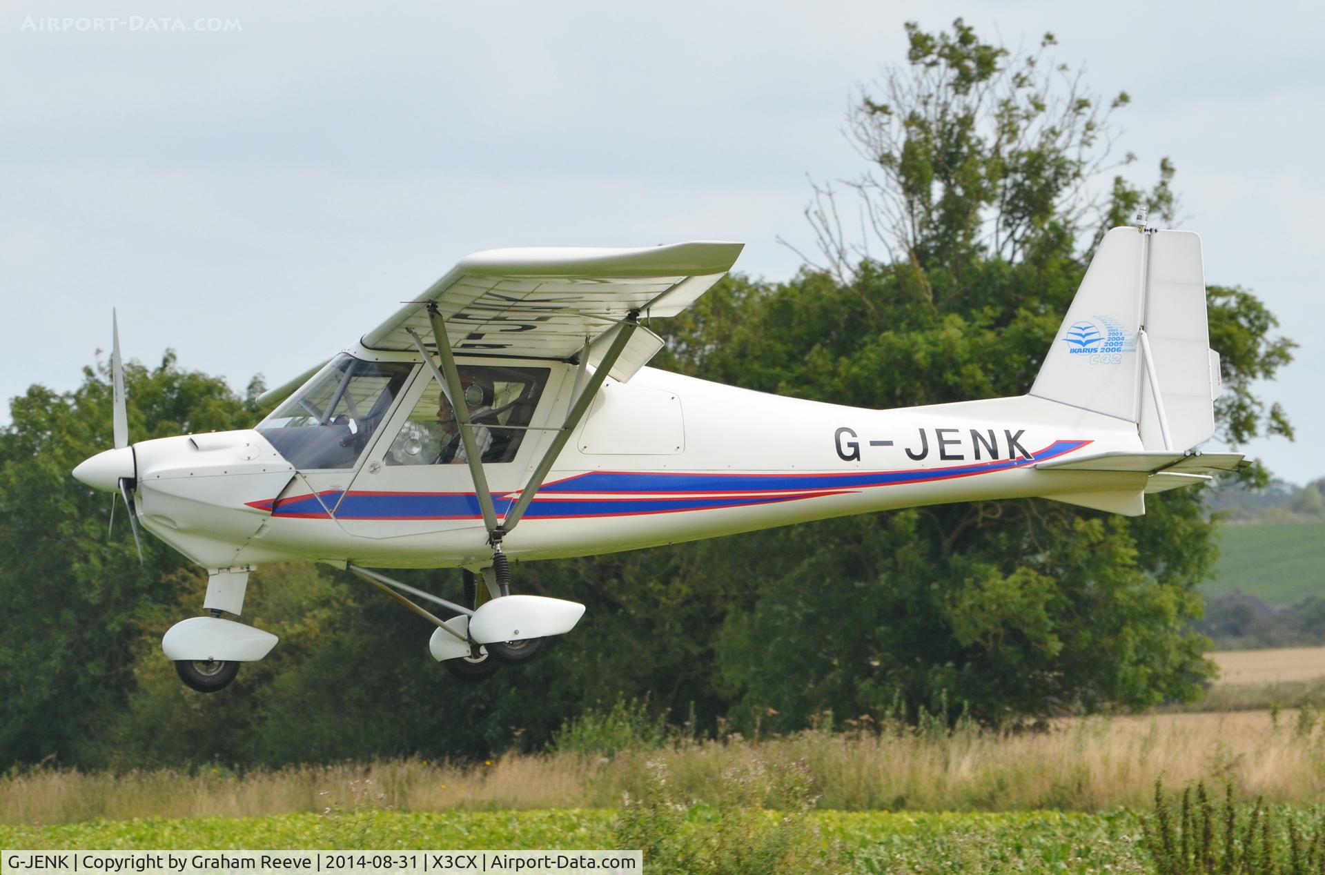 G-JENK, 2008 Comco Ikarus C42 FB80 C/N 0806-6978, About to land at Northrepps.