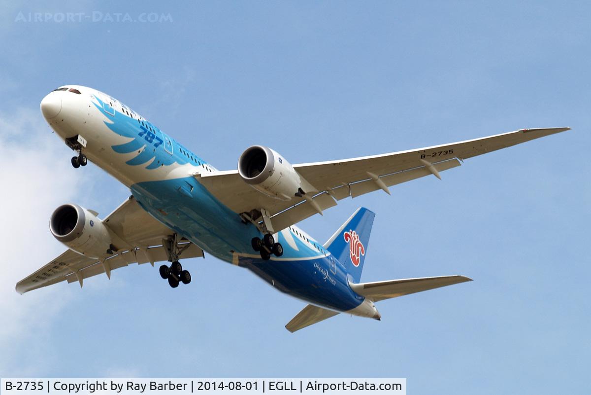 B-2735, 2013 Boeing 787-8 Dreamliner C/N 34928, Boeing 787-8 Dreamliner [34928] (China Southern Airlines) Home~G 01/08/2014. On approach 27R.
