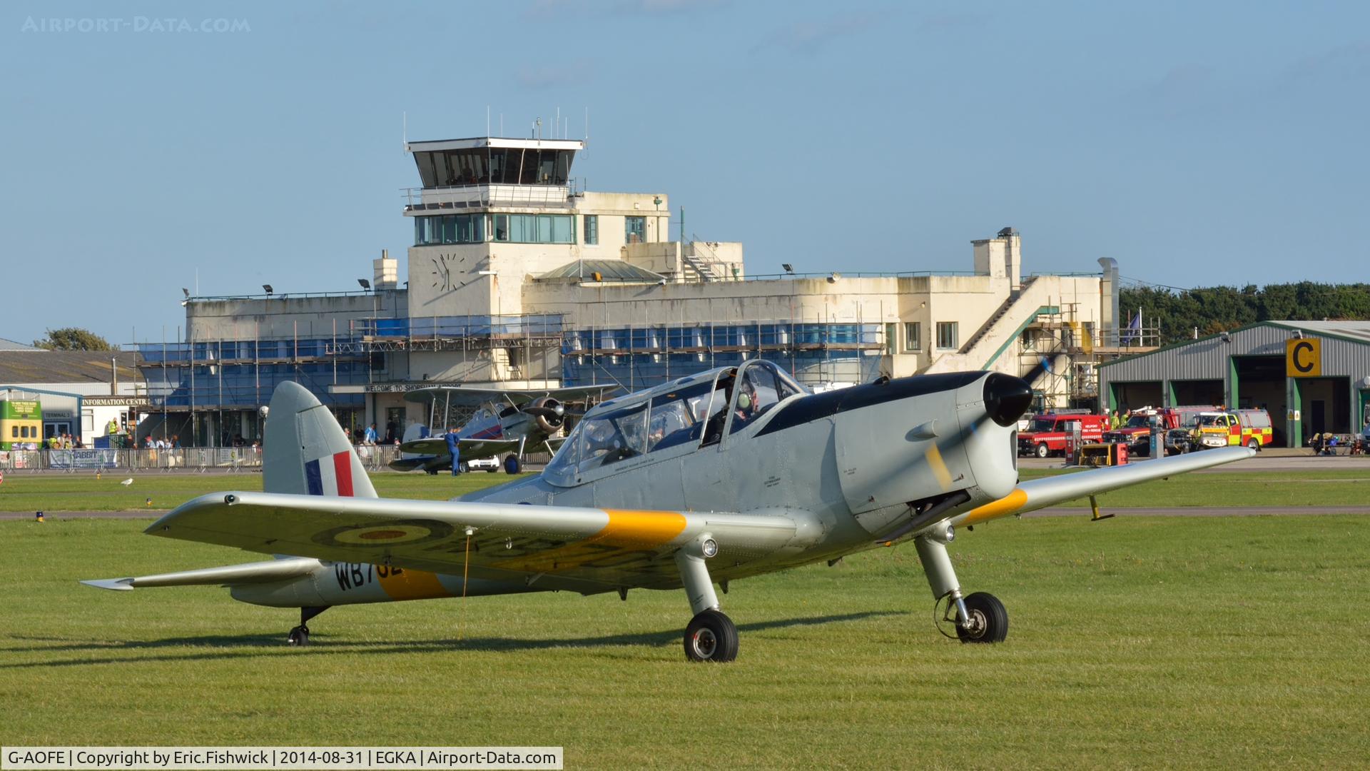 G-AOFE, 1950 De Havilland DHC-1 Chipmunk T.10 C/N C1/0150, 3. G-AOFE preparing to depart the superb 25th Anniversary RAFA Shoreham Airshow.