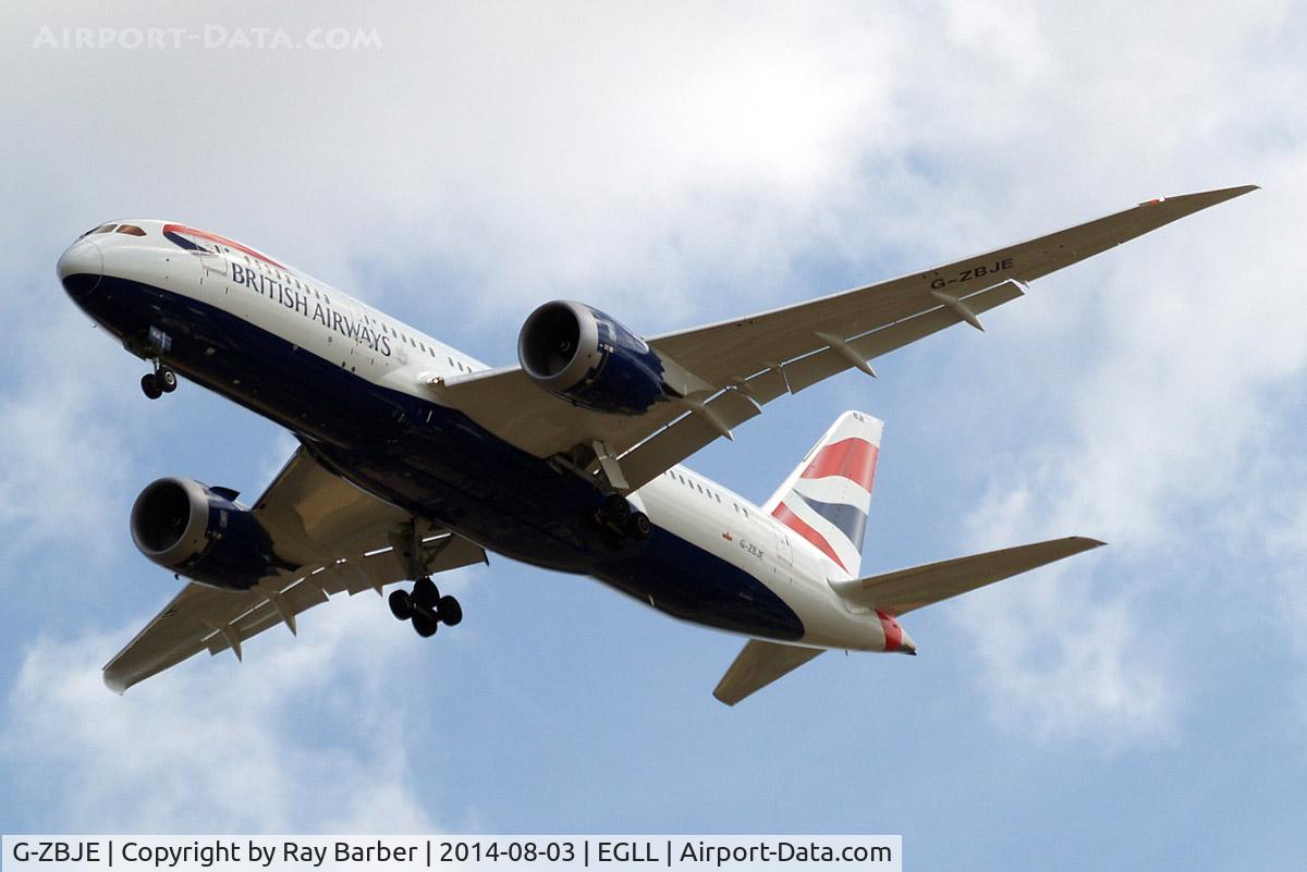 G-ZBJE, 2013 Boeing 787-8 Dreamliner C/N 38612, Boeing 787-8 Dreamliner [38612] (British Airways) Home~G 03/08/2014. On approach 27R.