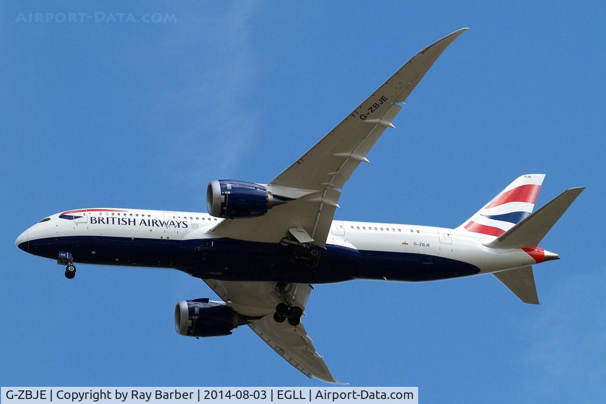 G-ZBJE, 2013 Boeing 787-8 Dreamliner C/N 38612, Boeing 787-8 Dreamliner [38612] (British Airways) Home~G 03/08/2014. On approach 27R.