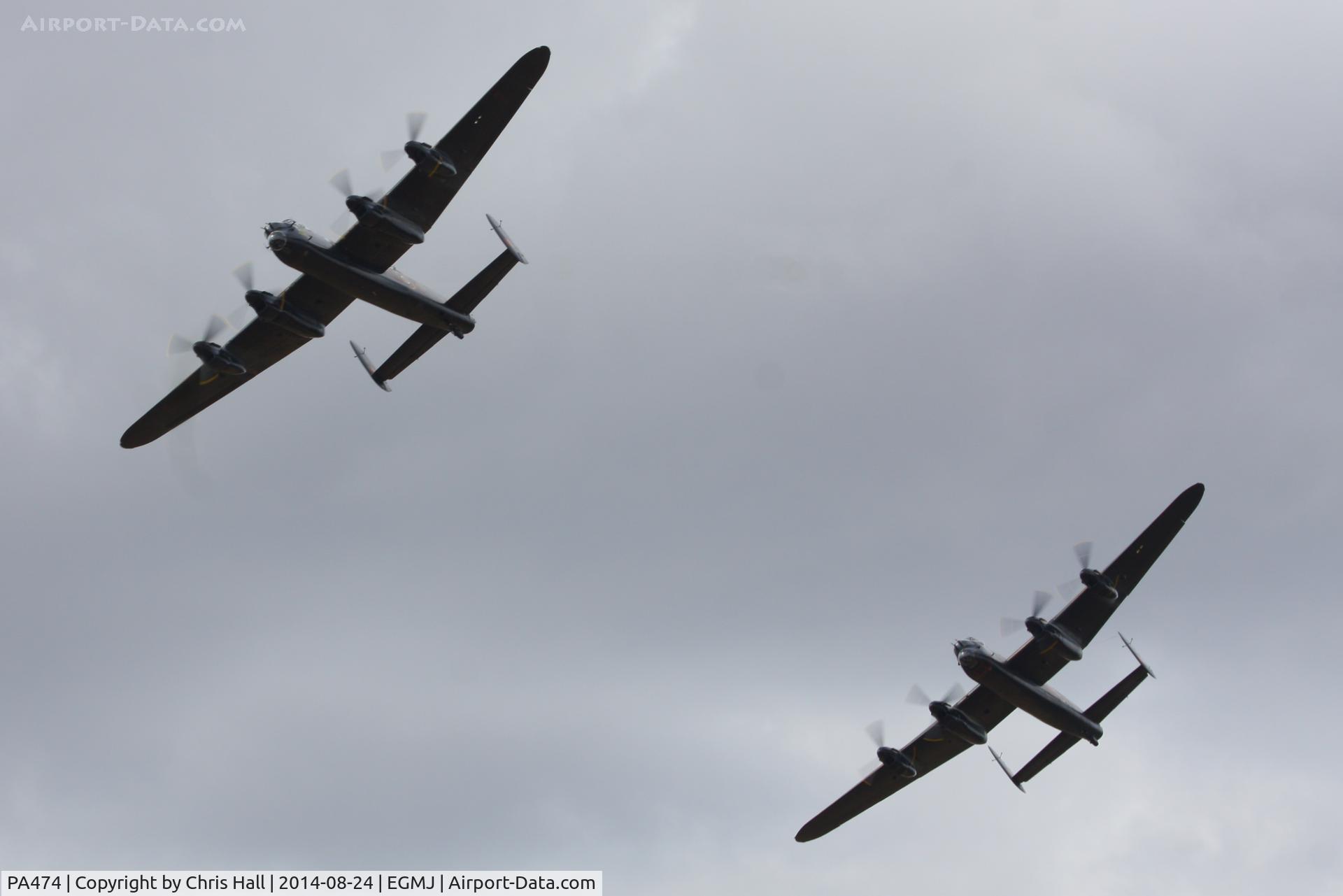 PA474, 1945 Avro 683 Lancaster B1 C/N VACH0052/D2973, in formation with C-GVRA at the Little Gransden Airshow 2014