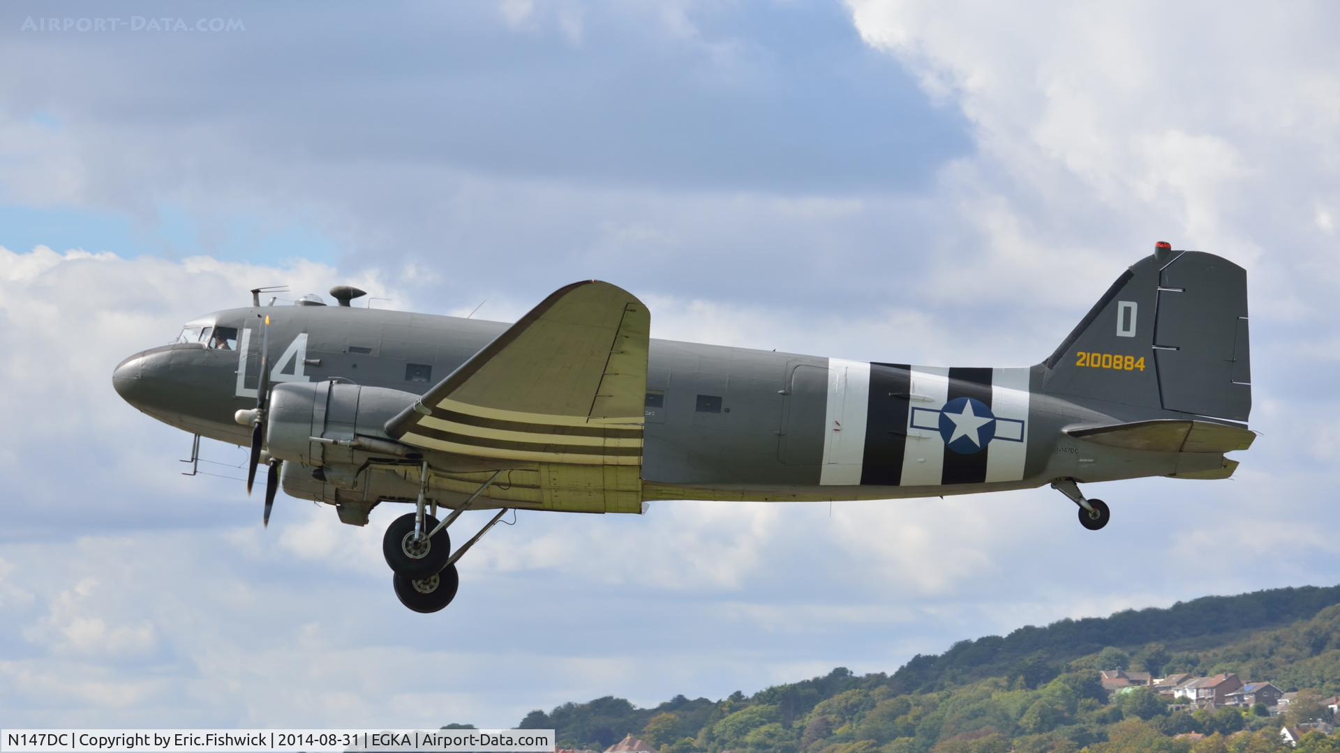 N147DC, 1943 Douglas C-47A-75-DL Skytrain C/N 19347, 41. 2100884 in display mode at the superb 25th Anniversary RAFA Shoreham Airshow.