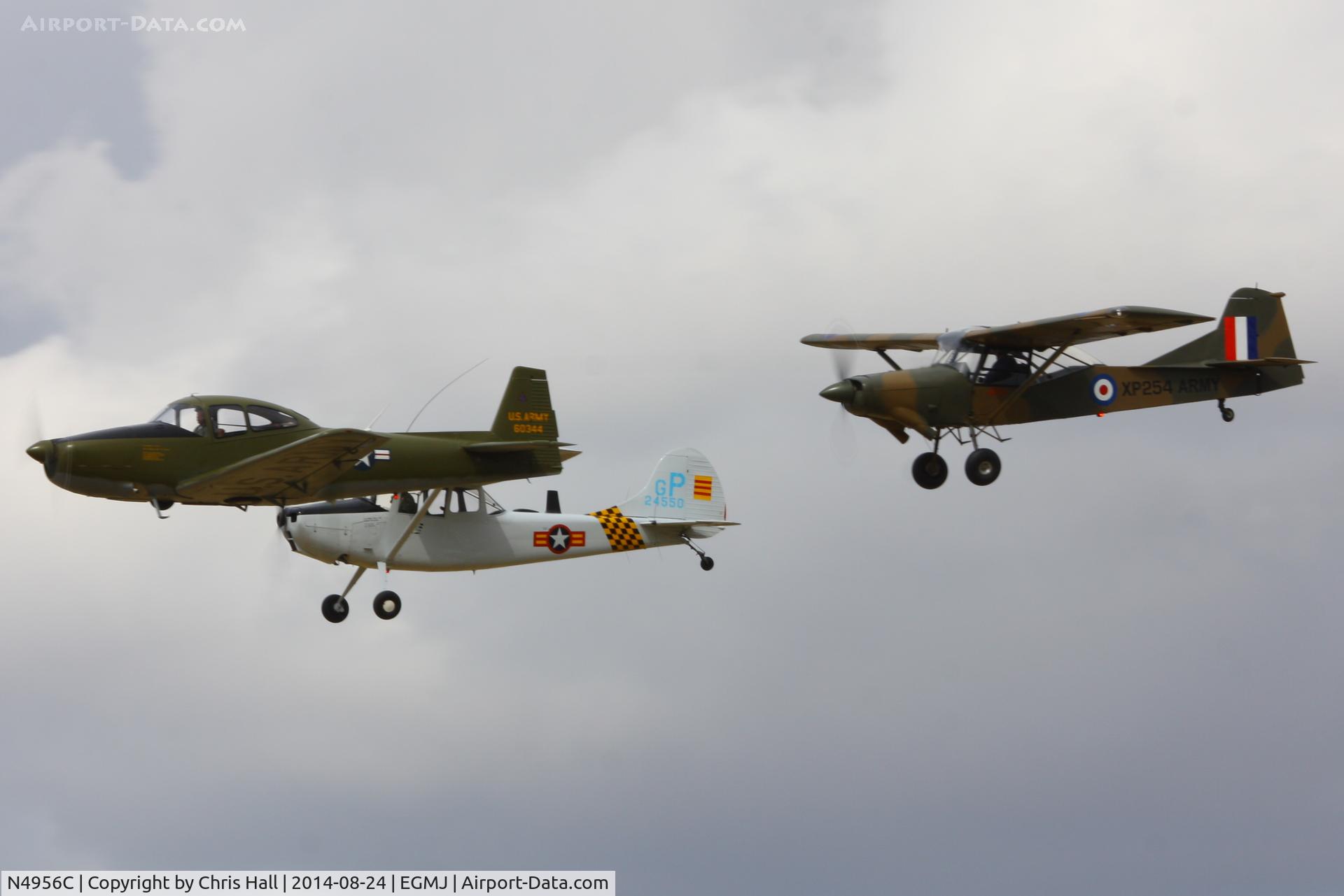 N4956C, North American Navion (NA-145) C/N NAV-4-344, in formation with G-ASCC and G-PDOG  at the Little Gransden Airshow 2014