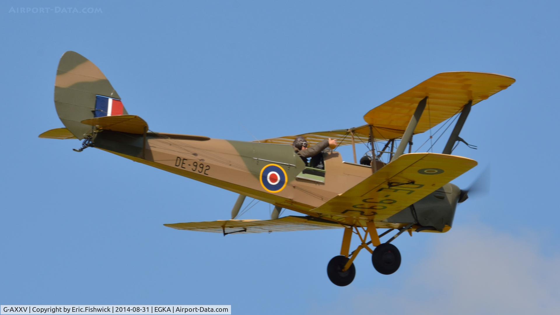G-AXXV, 1944 De Havilland DH-82A Tiger Moth II C/N 85852, 42. G-AXXV in display mode at the superb 25th Anniversary RAFA Shoreham Airshow.