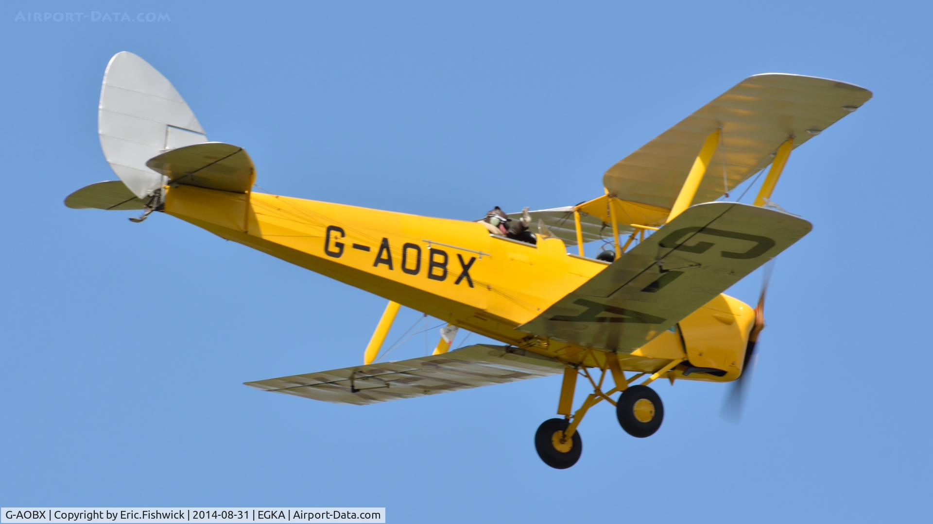 G-AOBX, 1940 De Havilland DH-82A Tiger Moth II C/N 83653, 42. G-AOBX in display mode at the superb 25th Anniversary RAFA Shoreham Airshow, Aug. 2014.