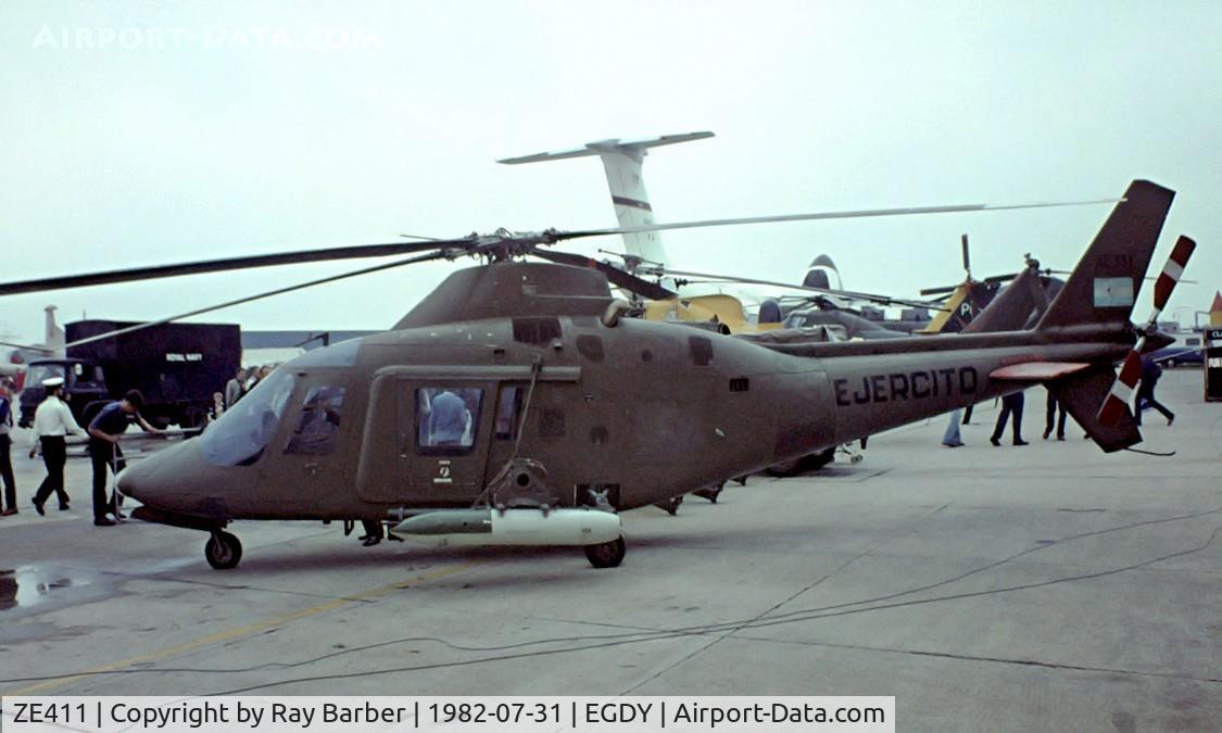 ZE411, Agusta A-109AM C/N 7138, Agusta A.109AM [7138] (Army Air Corp) RNAS Yeovilton~G 31/07/1982. From a slide.