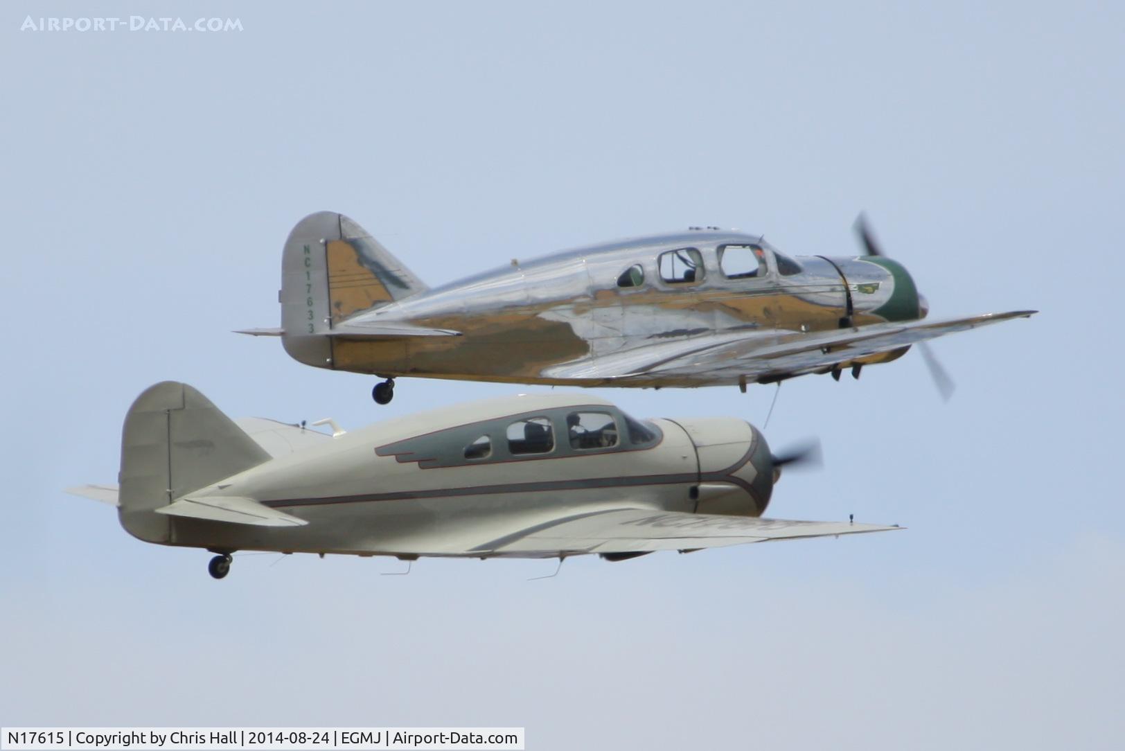 N17615, 1938 Spartan 7W Executive C/N 14, in formation with N17633 at the Little Gransden Airshow 2014