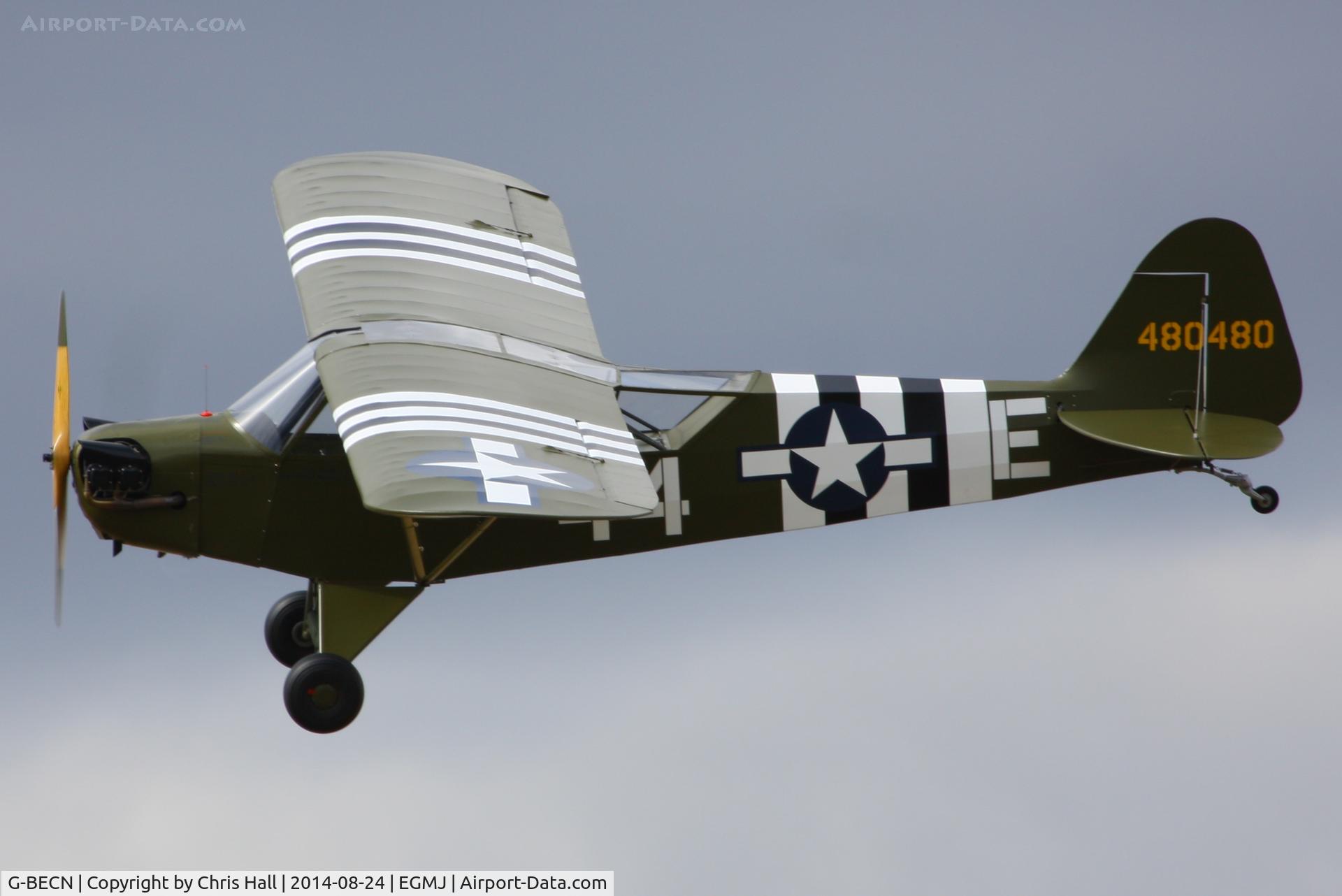 G-BECN, 1944 Piper L-4J Grasshopper (J3C-65D) C/N 12776, at the Little Gransden Airshow 2014