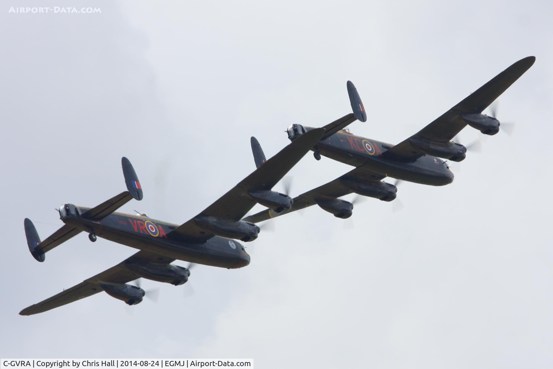 C-GVRA, 1945 Victory Aircraft Avro 683 Lancaster BX C/N FM 213 (3414), in formation with PA474 at the Little Gransden Airshow 2014