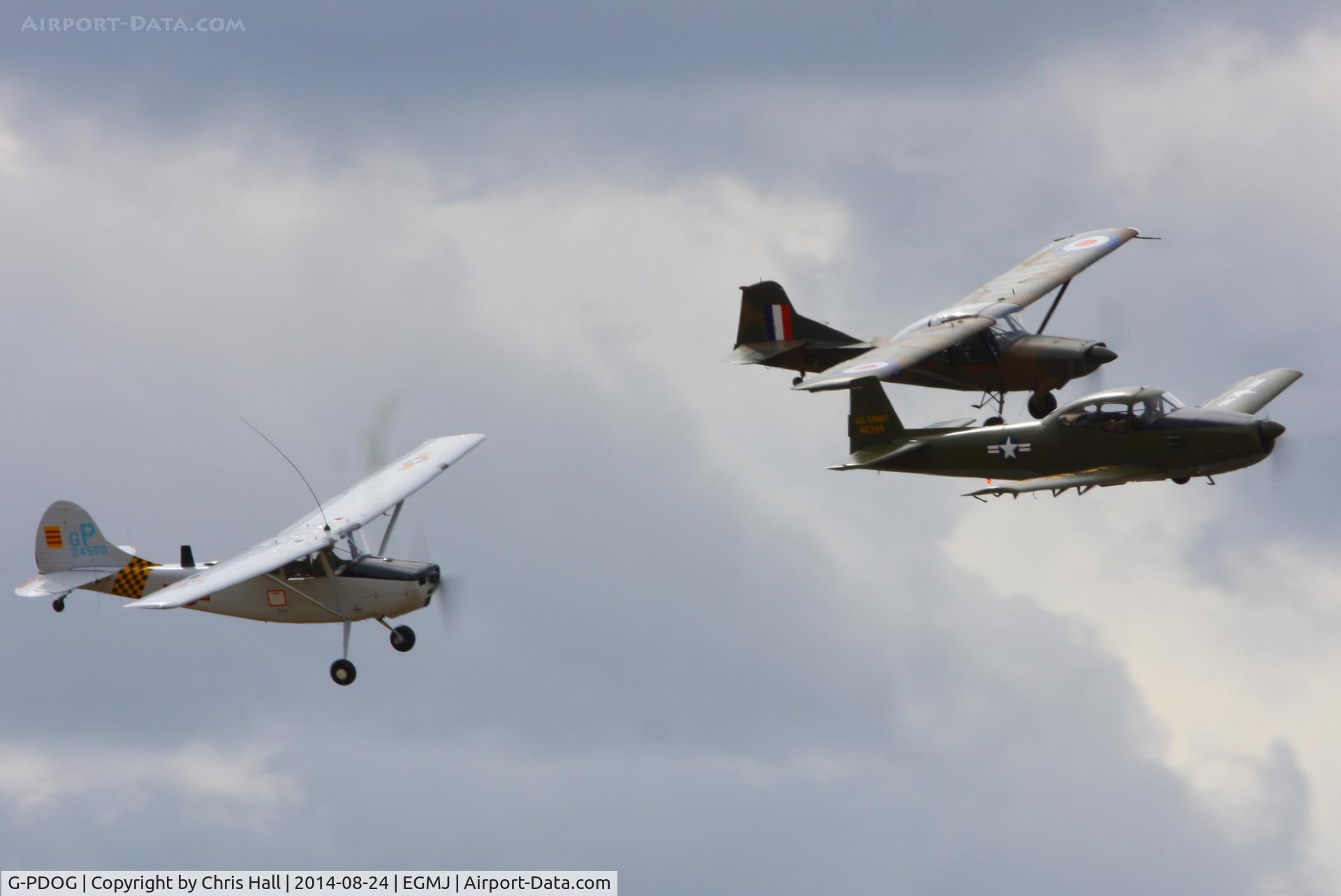 G-PDOG, 1957 Cessna 305C C/N 24550, in formation with G-ASCC and N4956C at the Little Gransden Airshow 2014