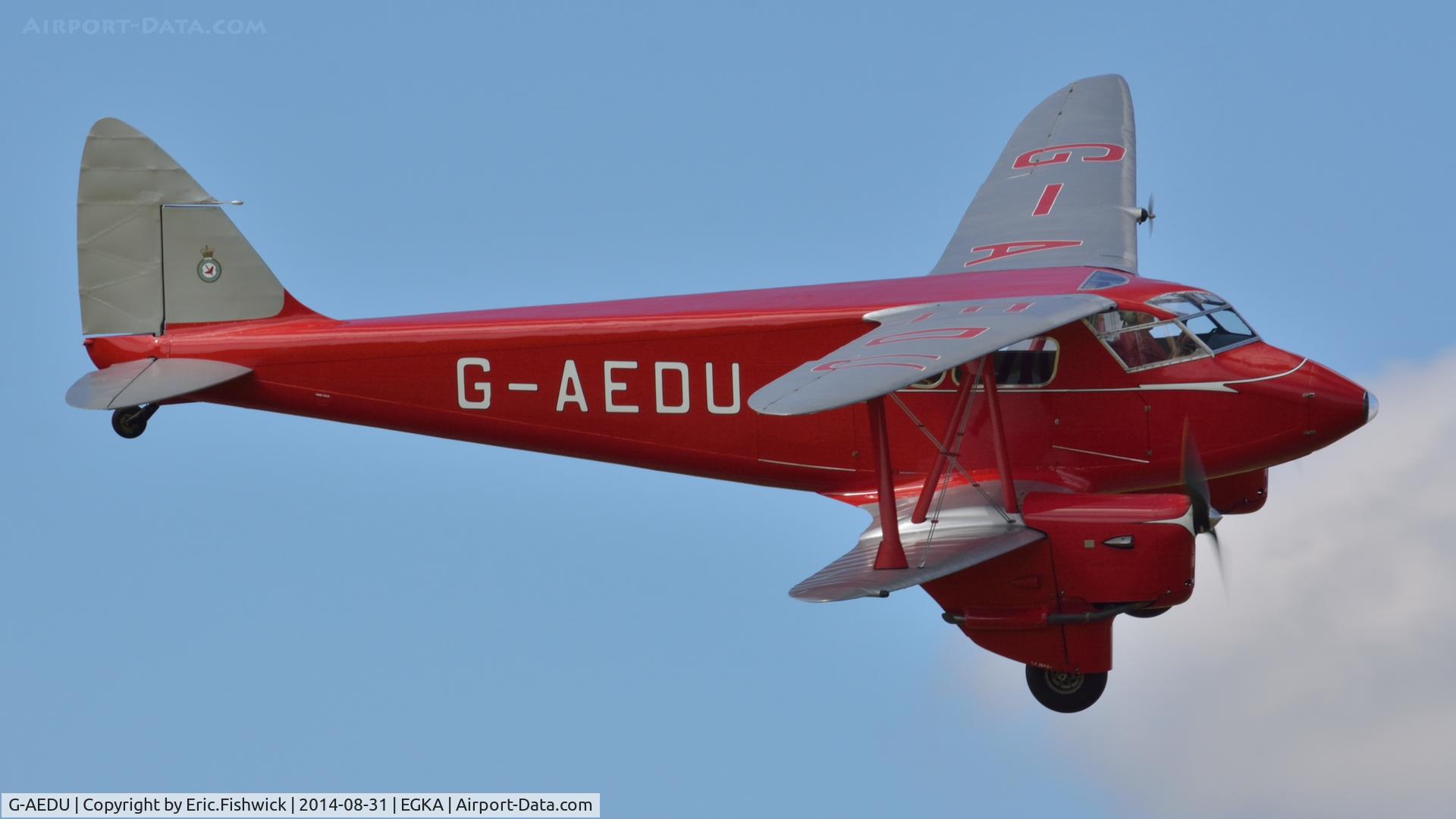G-AEDU, 1937 De Havilland DH-90A Dragonfly C/N 7526, 42. G-AEDU in display mode at the superb 25th Anniversary RAFA Shoreham Airshow