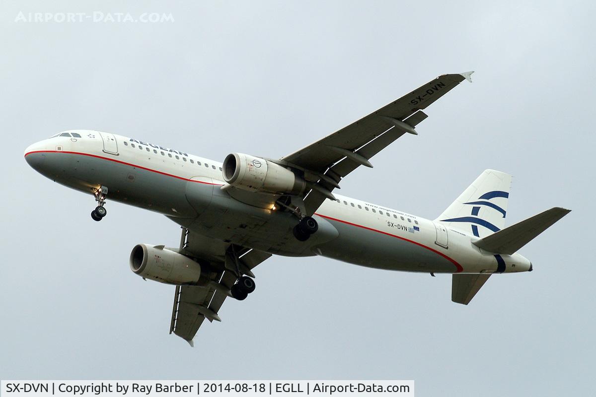 SX-DVN, 2008 Airbus A320-232 C/N 3478, Airbus A320-232 [3478] (Aegean Airlines) Home~G 18/08/2014. On approach 27R.