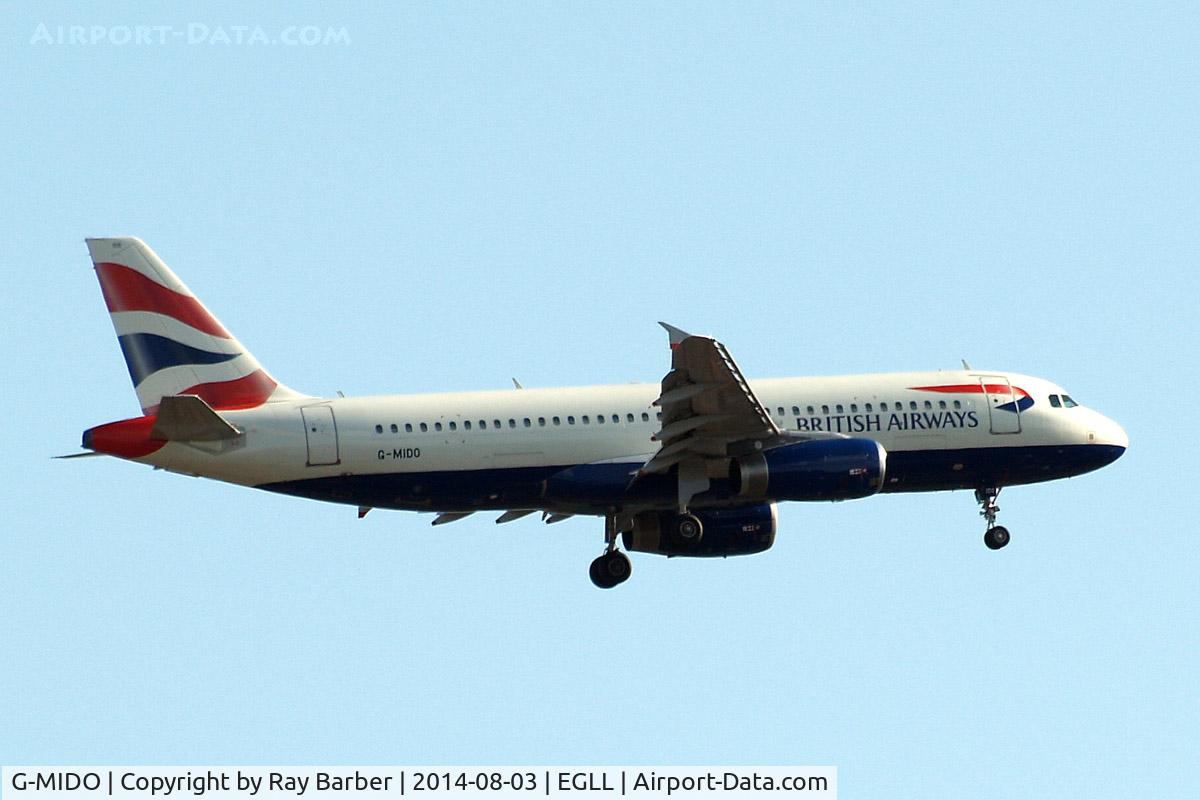 G-MIDO, 2002 Airbus A320-232 C/N 1987, Airbus A320-232 [1987] (British Airways) Home~G 03/08/2014. On approach 27L.