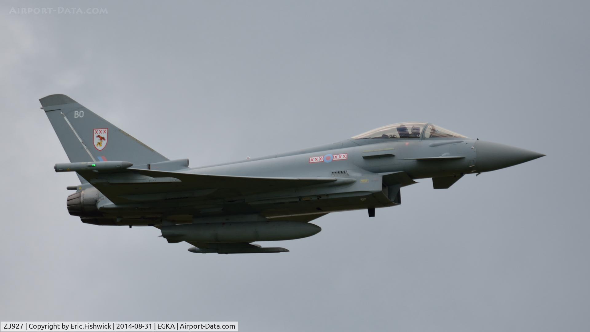 ZJ927, 2006 Eurofighter EF-2000 Typhoon FGR4 C/N 0089/BS018, 42. ZJ927 in display mode at the superb 25th Anniversary RAFA Shoreham Airshow.