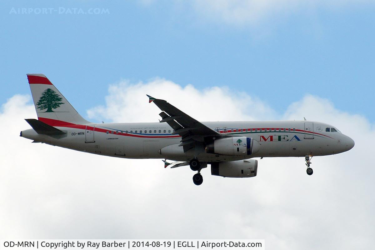 OD-MRN, 2010 Airbus A320-232 C/N 4339, Airbus A320-232 [4339] (Middle East Airlines) Home~G 19/08/2014. On approach 27L.