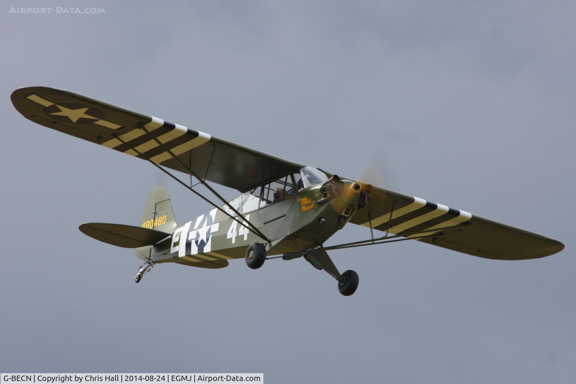 G-BECN, 1944 Piper L-4J Grasshopper (J3C-65D) C/N 12776, at the Little Gransden Airshow 2014