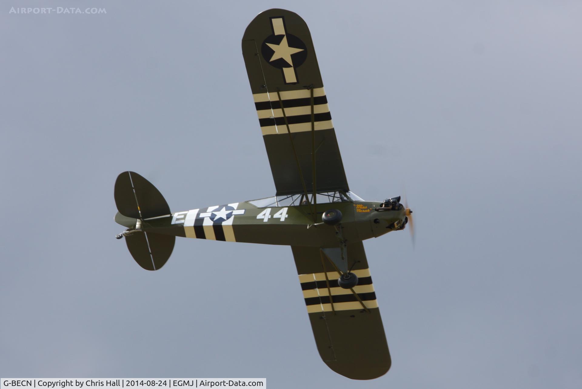 G-BECN, 1944 Piper L-4J Grasshopper (J3C-65D) C/N 12776, at the Little Gransden Airshow 2014