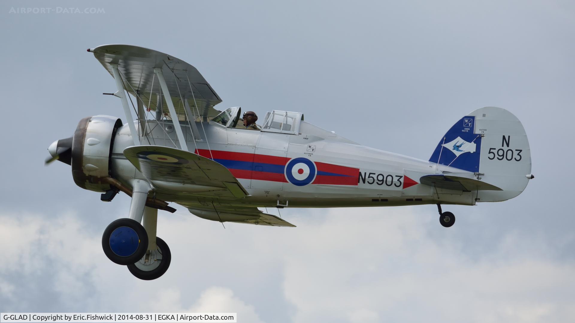 G-GLAD, 1939 Gloster Gladiator Mk2 C/N G5/75751, 41. N5903 in display mode at the superb 25th Anniversary RAFA Shoreham Airshow.