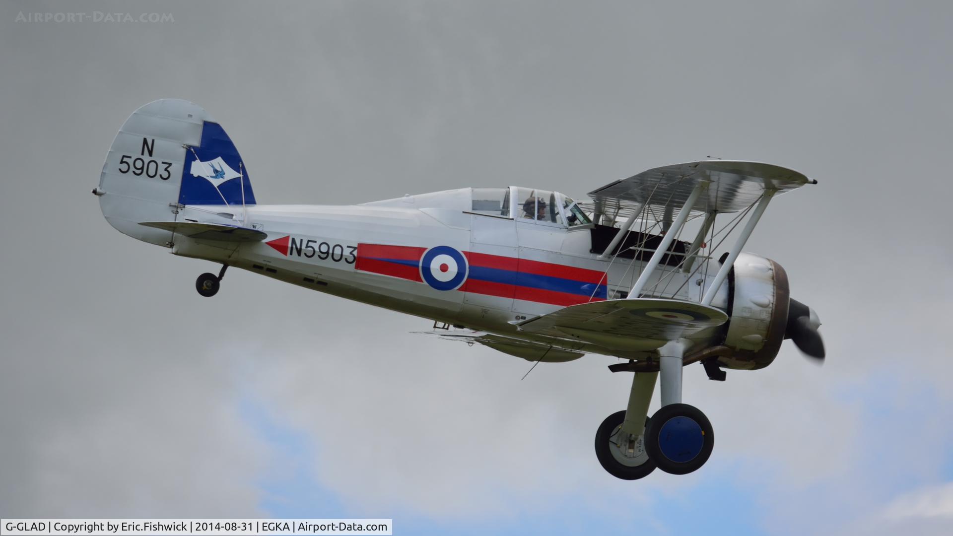 G-GLAD, 1939 Gloster Gladiator Mk2 C/N G5/75751, 42. N5903 in display mode at the superb 25th Anniversary RAFA Shoreham Airshow.