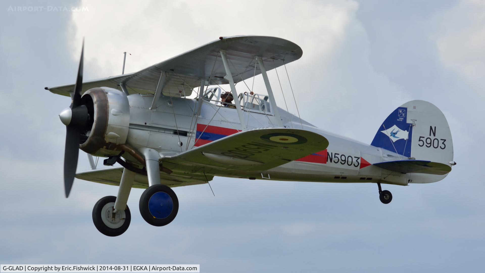 G-GLAD, 1939 Gloster Gladiator Mk2 C/N G5/75751, 43. N5903 in display mode at the superb 25th Anniversary RAFA Shoreham Airshow.