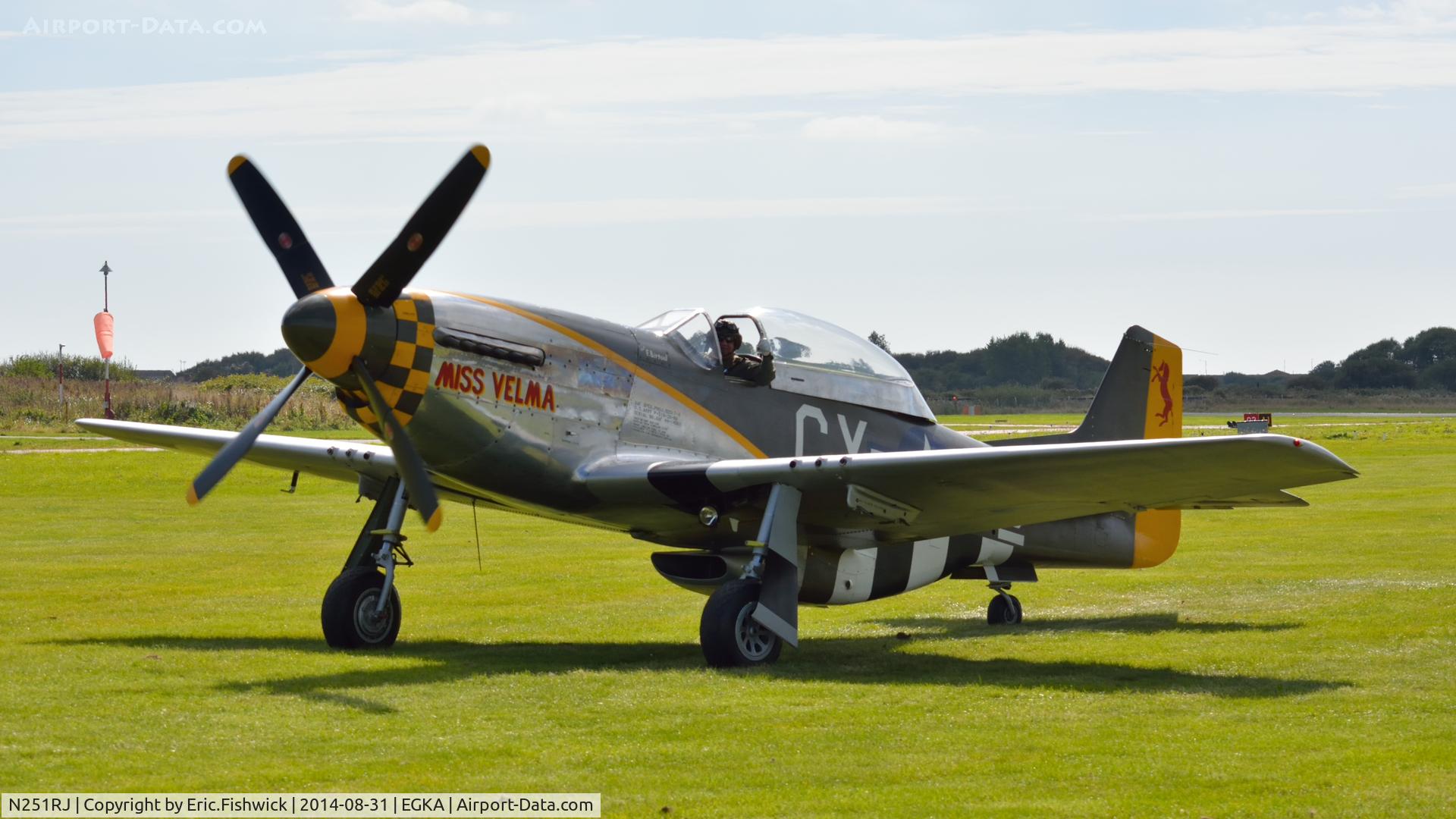 N251RJ, 1944 North American TF-51D Mustang C/N 124-44703, 3. 'Miss Velma' with happy pilot after an exhilerating display at the superb 25th Anniversary RAFA Shoreham Airshow.