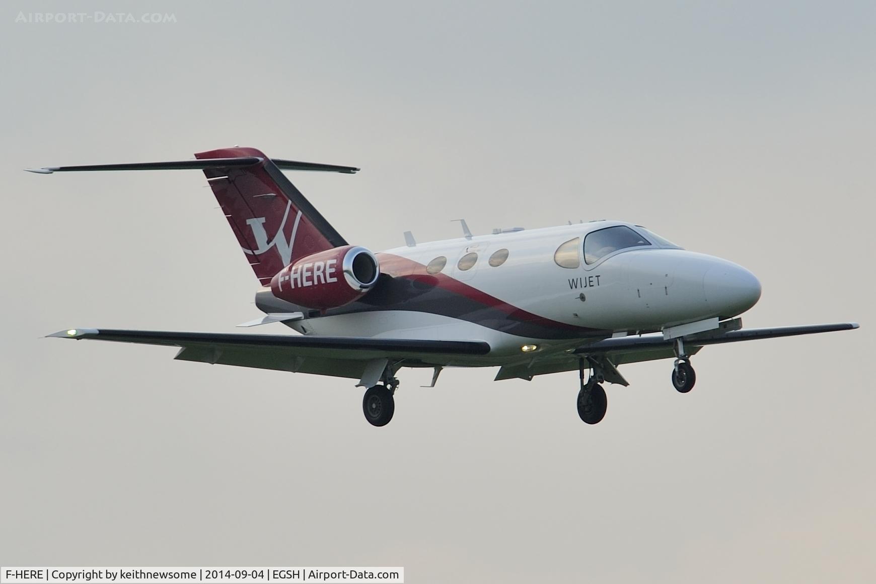 F-HERE, 2009 Cessna 510 Citation Mustang Citation Mustang C/N 510-0194, Evening Arrival.