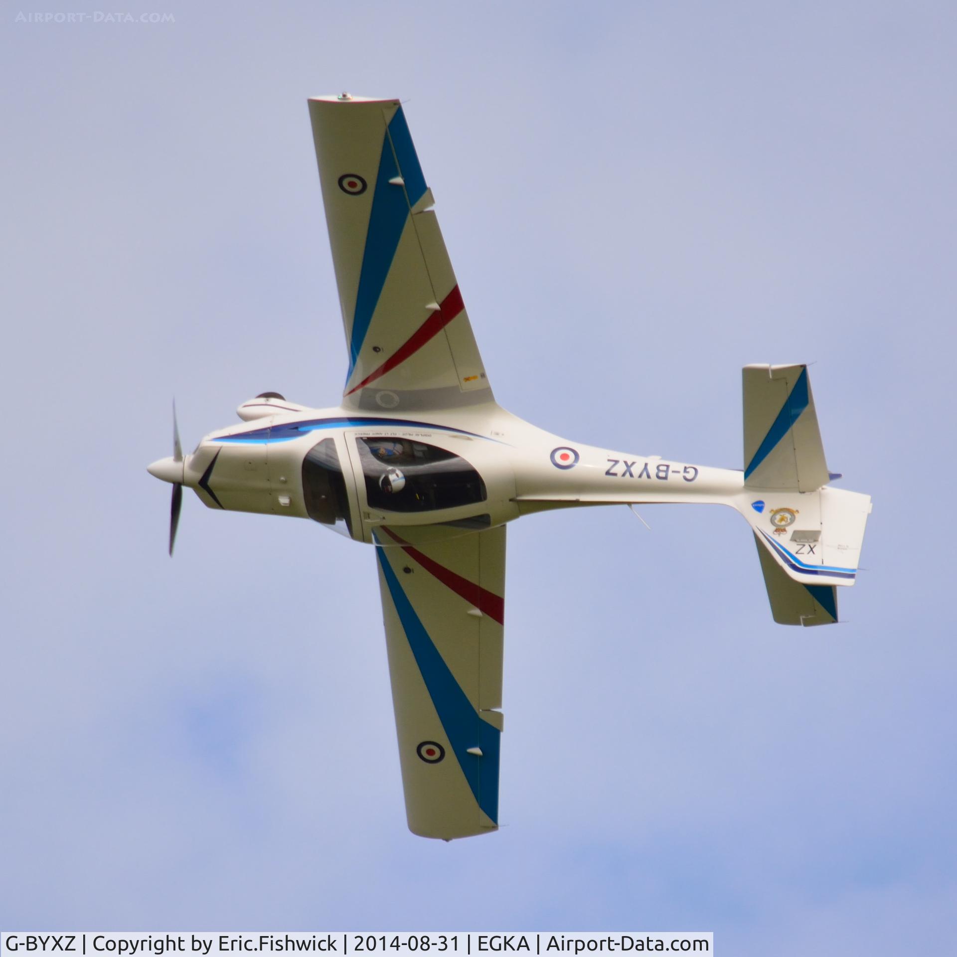 G-BYXZ, 2001 Grob G-115E Tutor T1 C/N 82182/E, 47. G-BYXZ in display mode at the superb 25th Anniversary RAFA Shoreham Airshow.