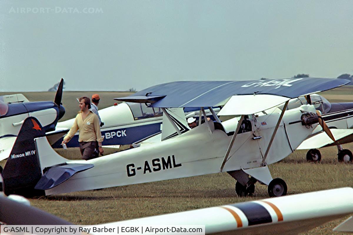 G-ASML, 1966 Luton LA4A Minor C/N PFA 802, Luton LA-4A Minor Mk.IV [PFA 802] Sywell~G 03/07/1976. From a slide.
