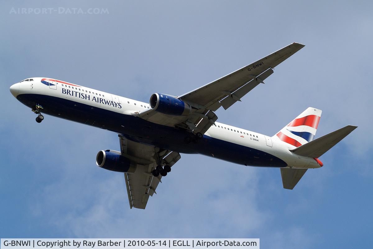 G-BNWI, 1990 Boeing 767-336 C/N 24341, Boeing 767-336ER [24341] (British Airways) Home~G 14/05/2010. On approach 27R.
