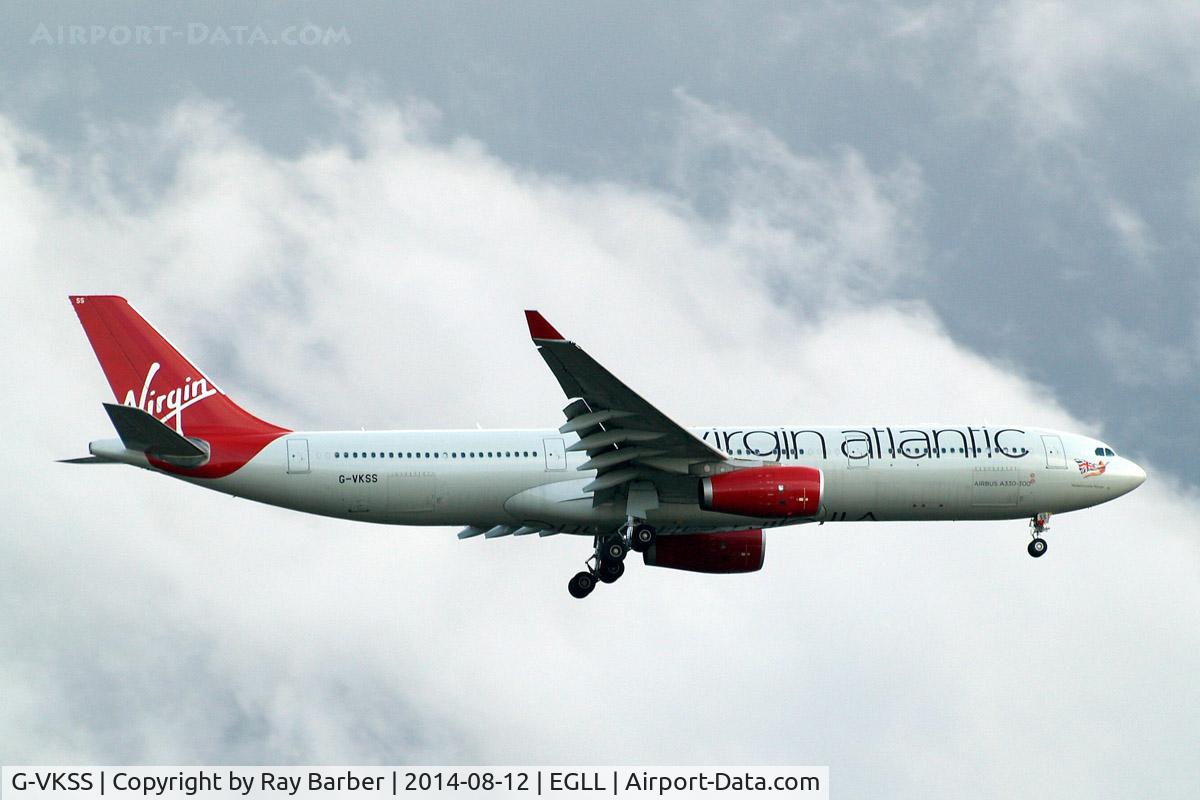 G-VKSS, 2010 Airbus A330-343X C/N 1201, Airbus A330-343X [1201] (Virgin Atlantic) Home~G 12/08/2014. On approach 27L.