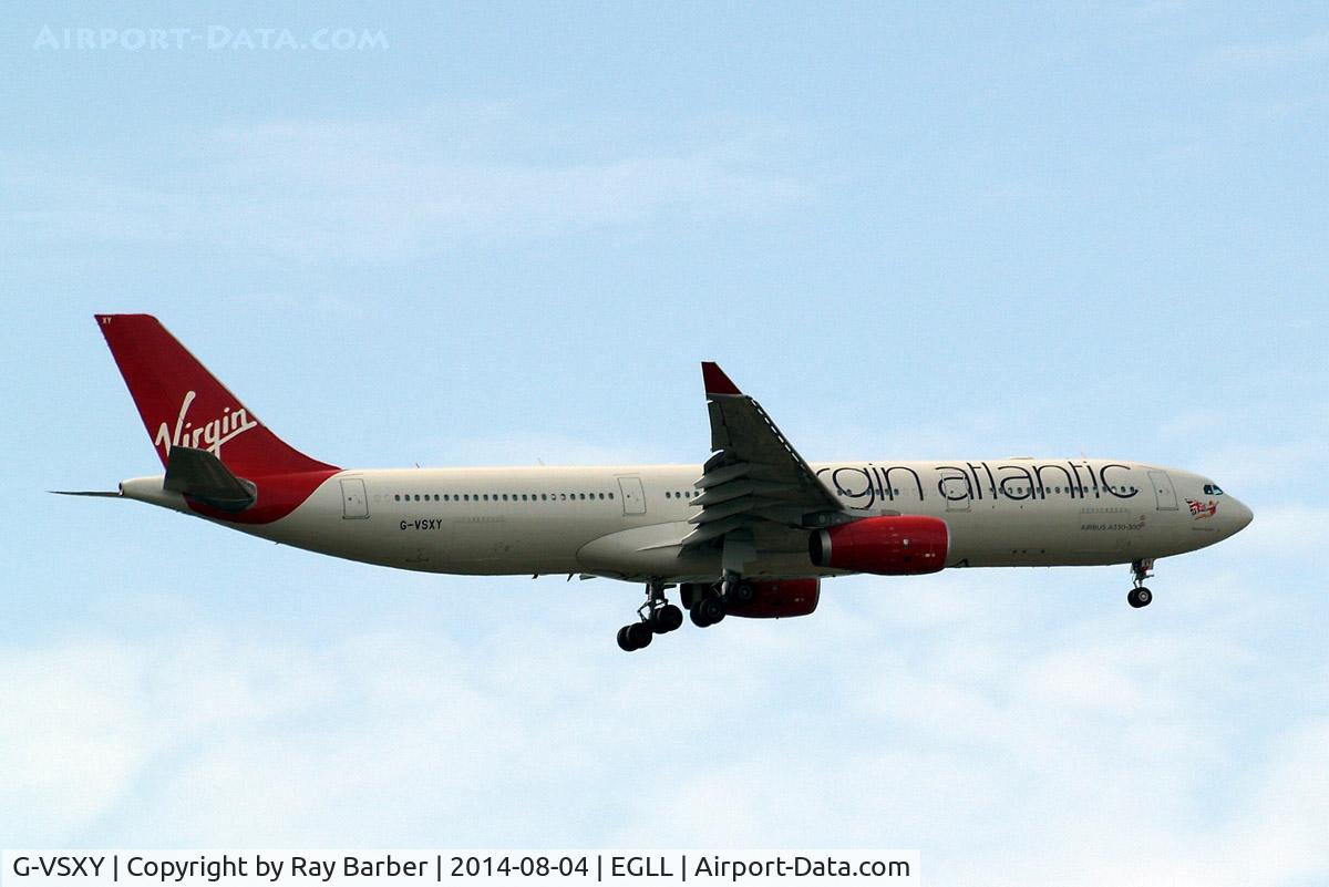 G-VSXY, 2010 Airbus A330-343X C/N 1195, Airbus A330-343X [1195] (Virgin Atlantic) Home~G 04/08/2014. On approach 27L.