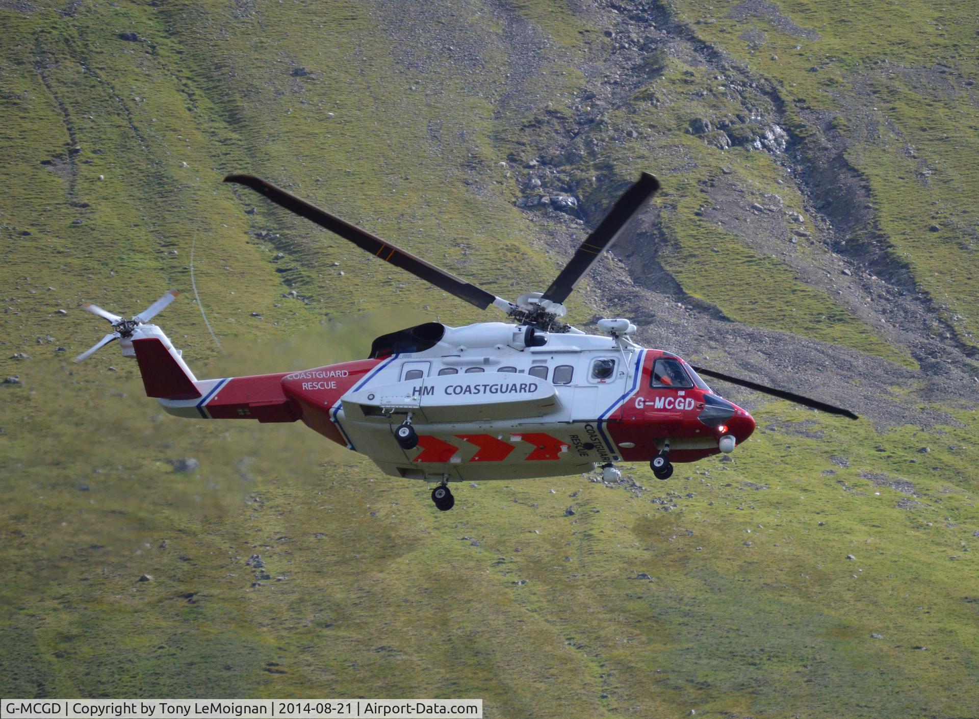 G-MCGD, 2012 Sikorsky S-92A C/N 920171, Airlifting injured person from Glenbrittle area in Cuillins, Isle of Skye
