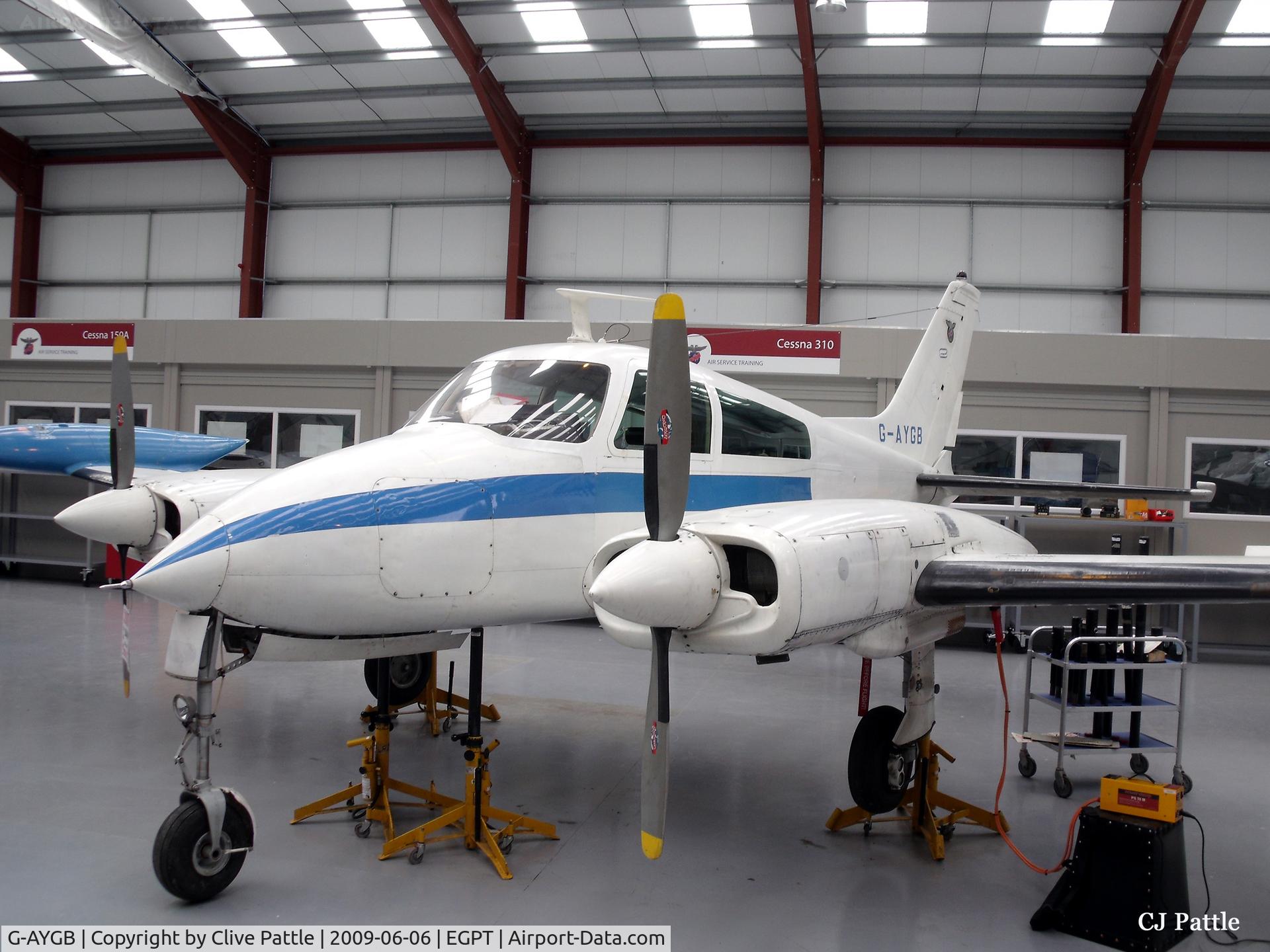 G-AYGB, 1970 Cessna 310Q C/N 310Q-0111, Within the Airwork Service Training Hangar/Classroom at Perth EGPT, open to the public for the Airshow 2009