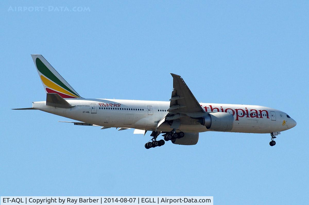 ET-AQL, 2013 Boeing 777-260/LR C/N 43814, Boeing 777-260LR [43814] (Ethiopian Airlines) Home~G 07/08/2014. On approach 27L.