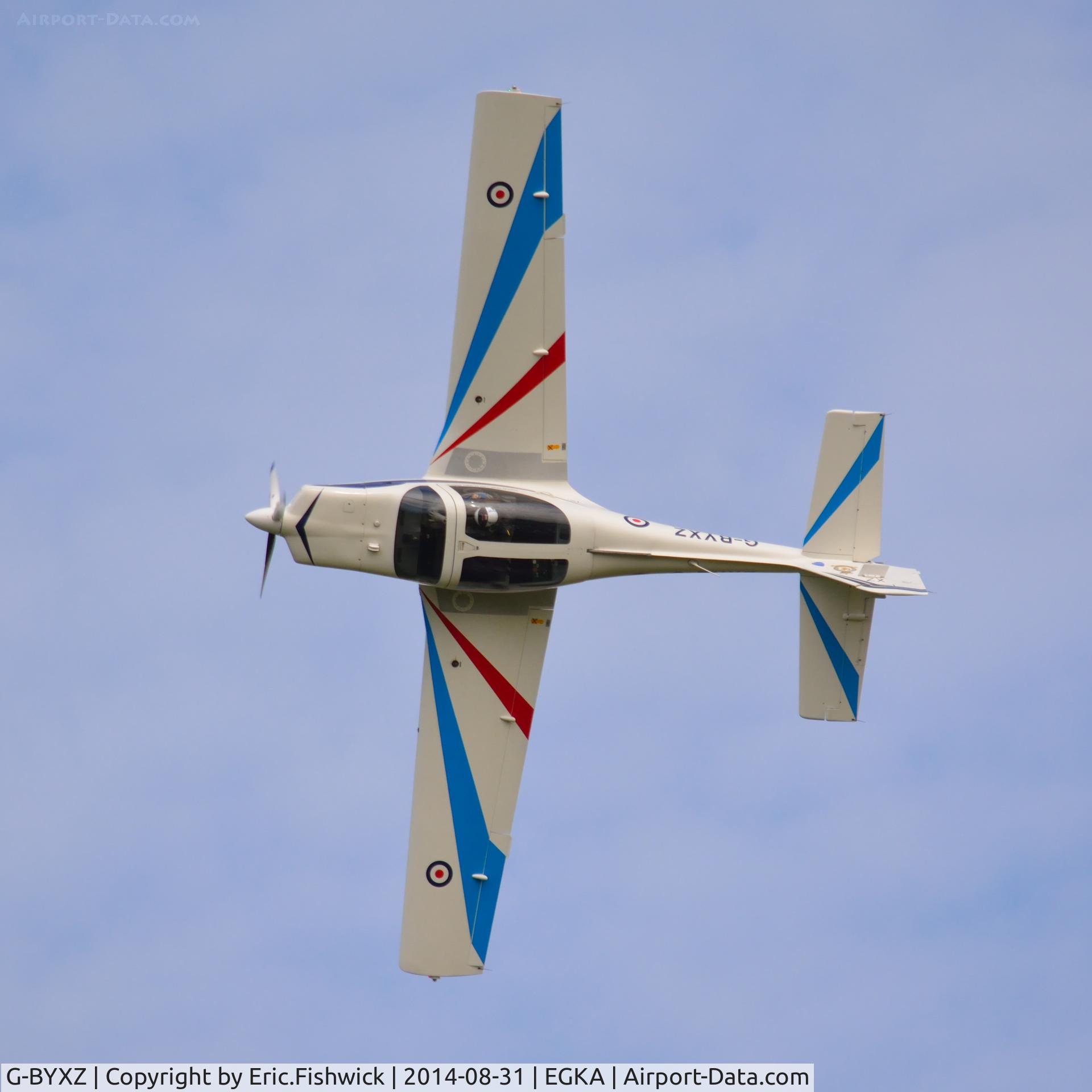 G-BYXZ, 2001 Grob G-115E Tutor T1 C/N 82182/E, 46. G-BYXZ in display mode at the superb 25th Anniversary RAFA Shoreham Airshow.