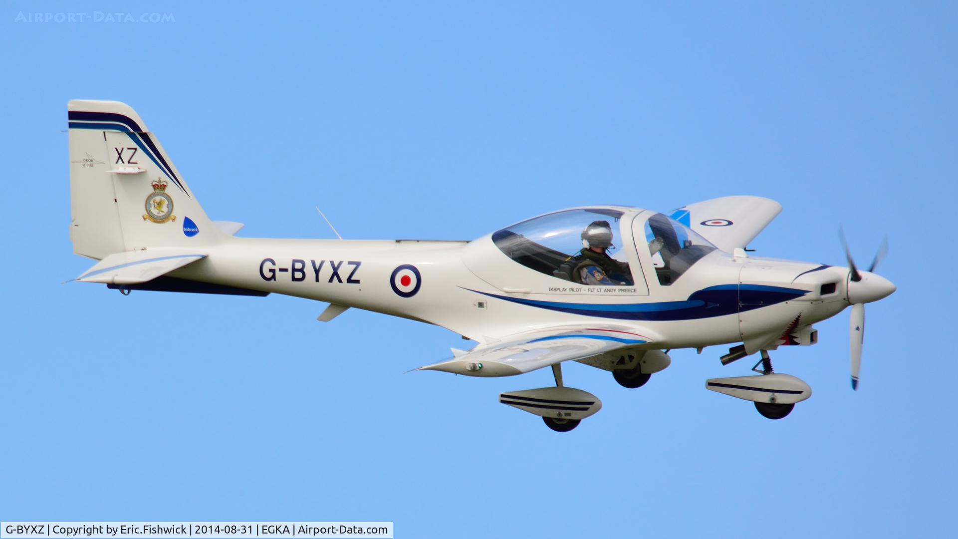 G-BYXZ, 2001 Grob G-115E Tutor T1 C/N 82182/E, 43. G-BYXZ in display mode at the superb 25th Anniversary RAFA Shoreham Airshow.
