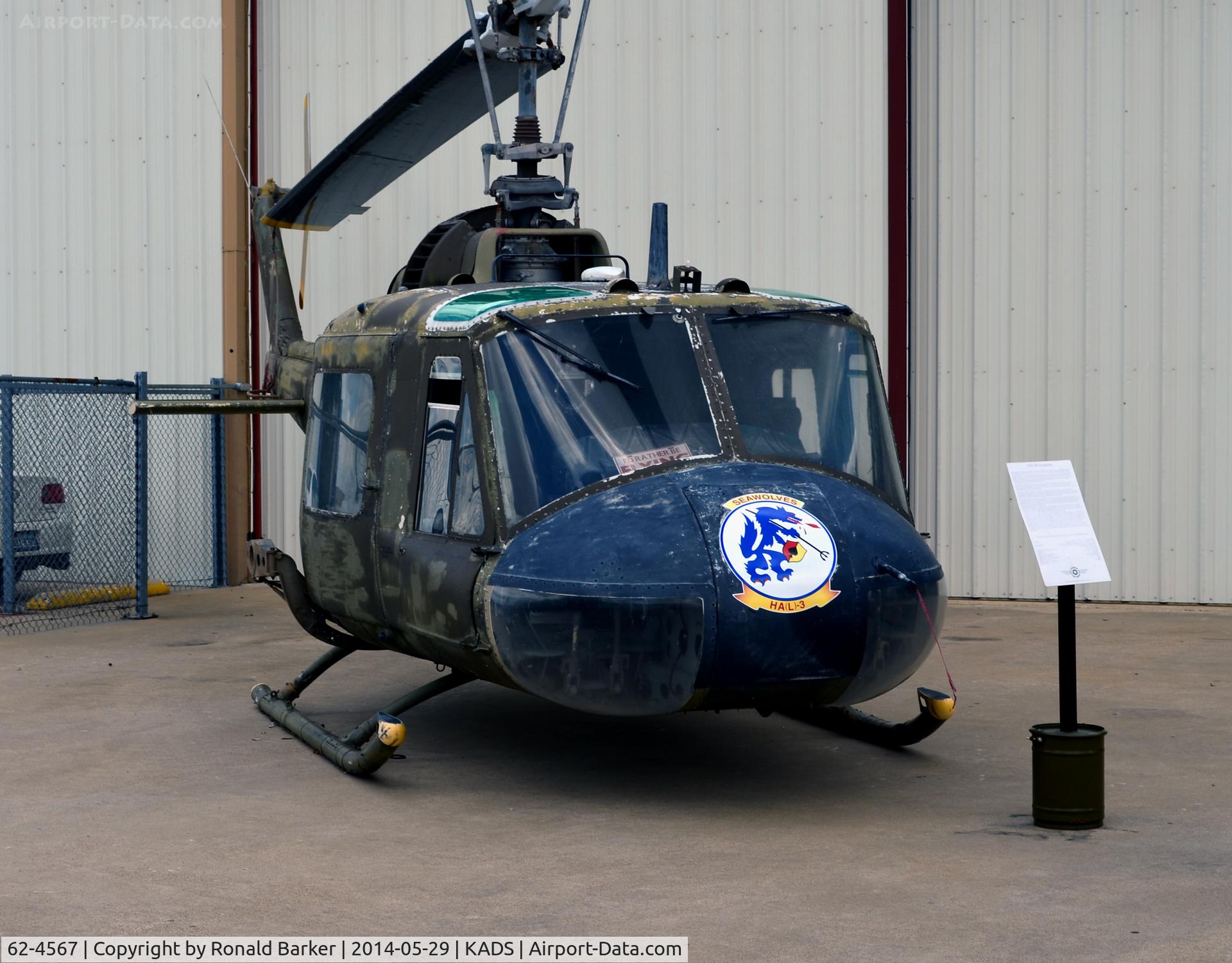 62-4567, 1962 Bell UH-1B Iroquois C/N 627, Cavanaugh Flight Museum Addison, TX