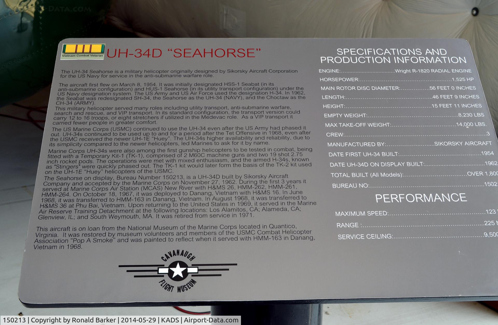 150213, Sikorsky UH-34D Seahorse C/N 58-1545, Cavanaugh Flight Museum Addison, TX