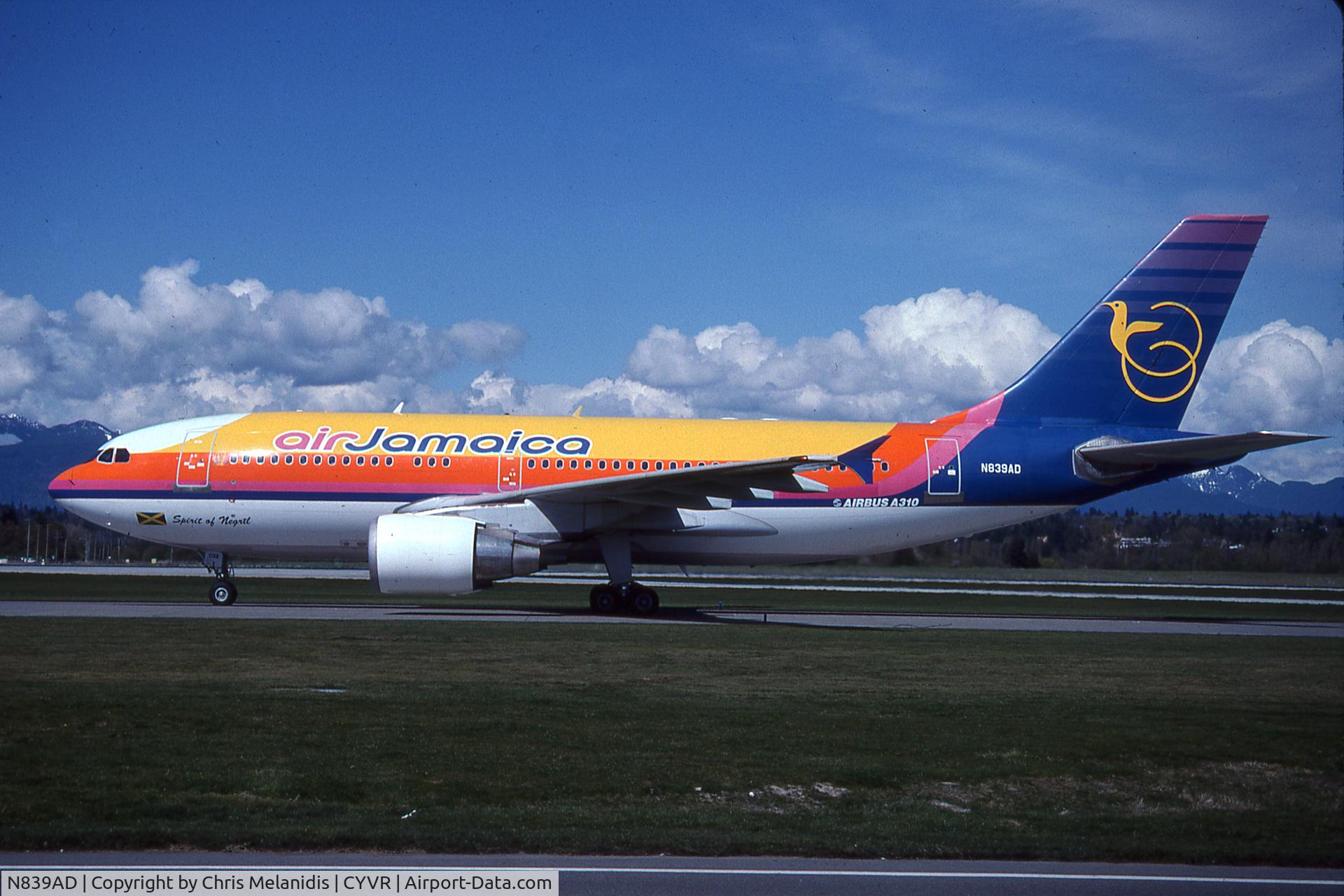 N839AD, 1993 Airbus A310-324 C/N 678, Scan from K64 slide