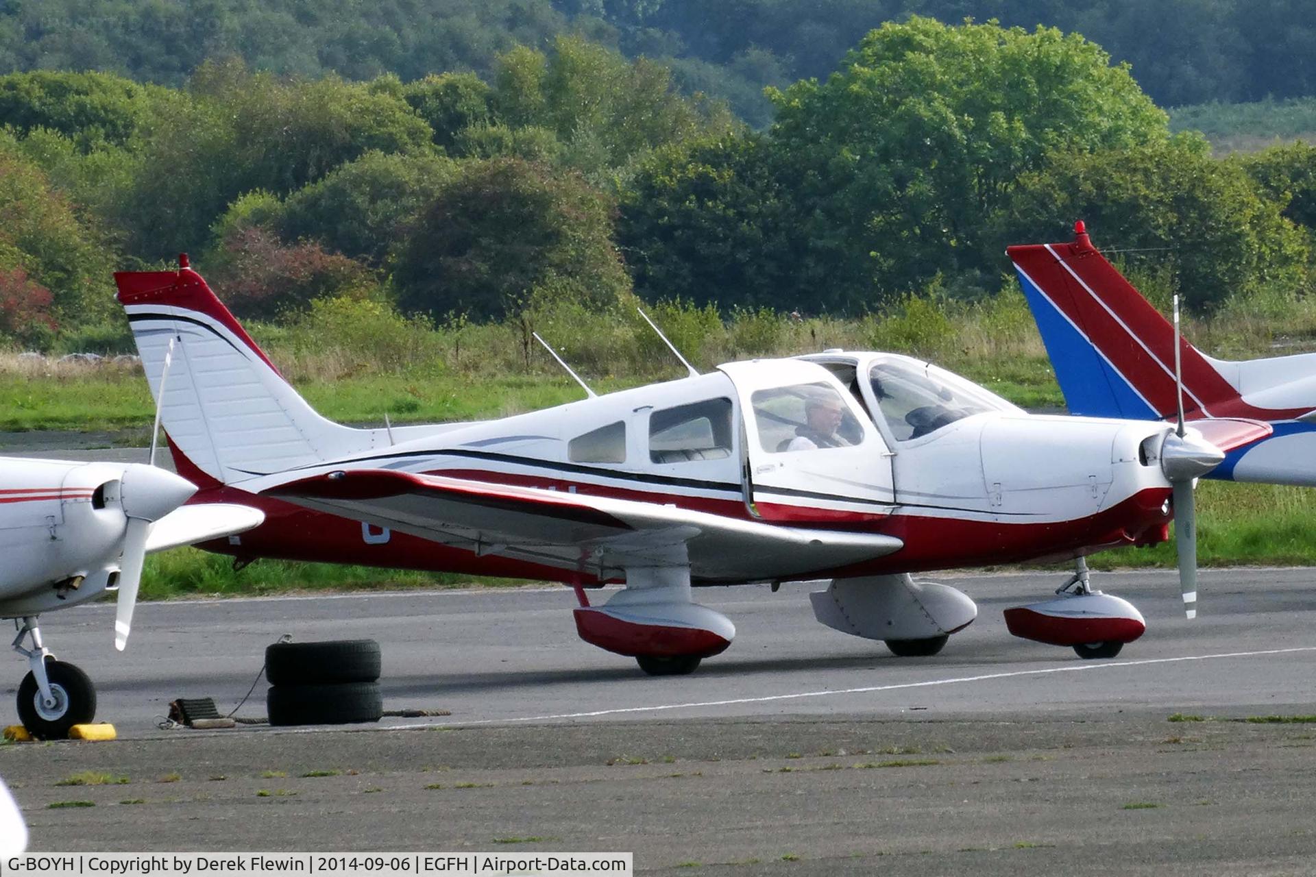 G-BOYH, 1977 Piper PA-28-151 Cherokee Warrior C/N 28-7715290, Visiting, Cherokee Warrior, Bristol Lulsgate resident, seen shortly after landing at EGFH.