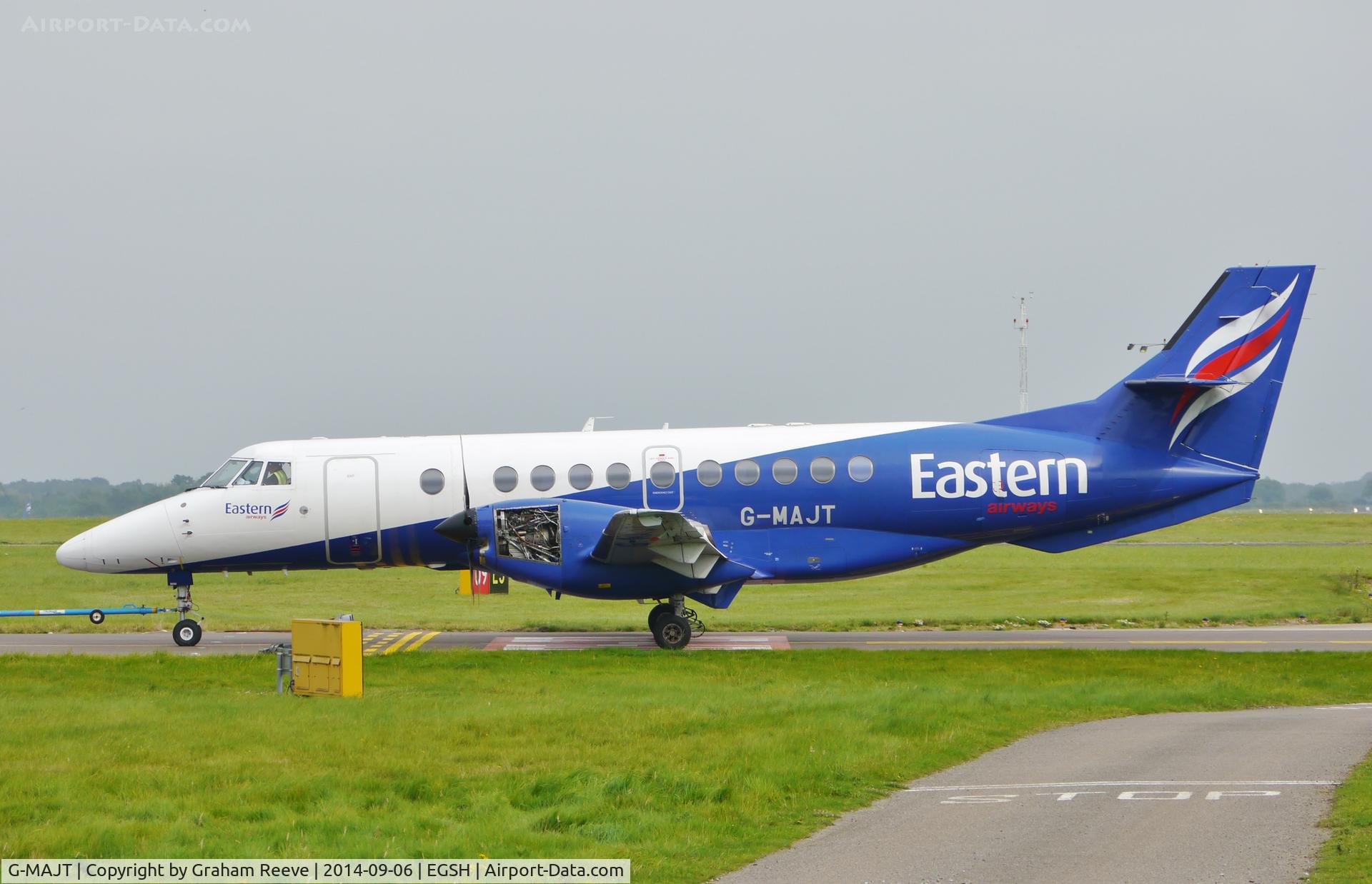 G-MAJT, 1994 British Aerospace Jetstream 41 C/N 41040, Under tow at Norwich.
