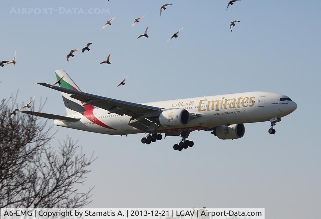 A6-EMG, 1997 Boeing 777-21H/ER C/N 27252, Landing on 03L